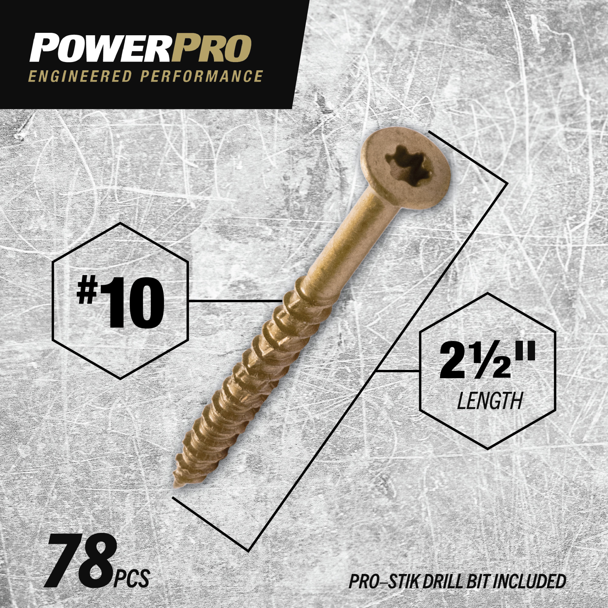 Power Pro ONE Flat Exterior Bronze Multi-Material Screws (#10 x 2-1/2 in.) - 78 pc