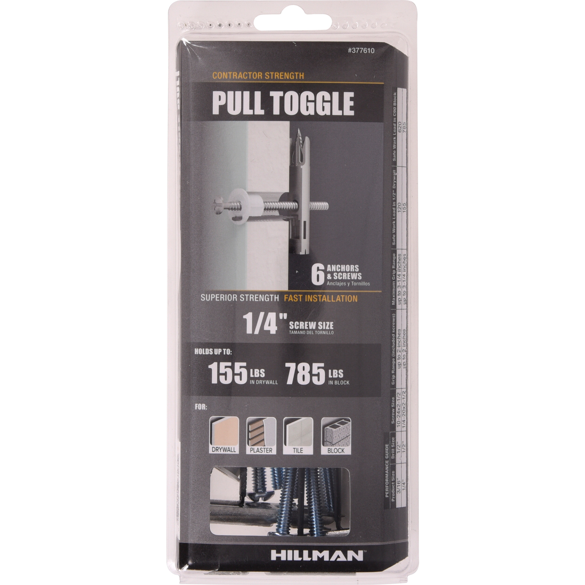 Hillman Pull Toggle w/Screw (1/4 in.) - 6pc