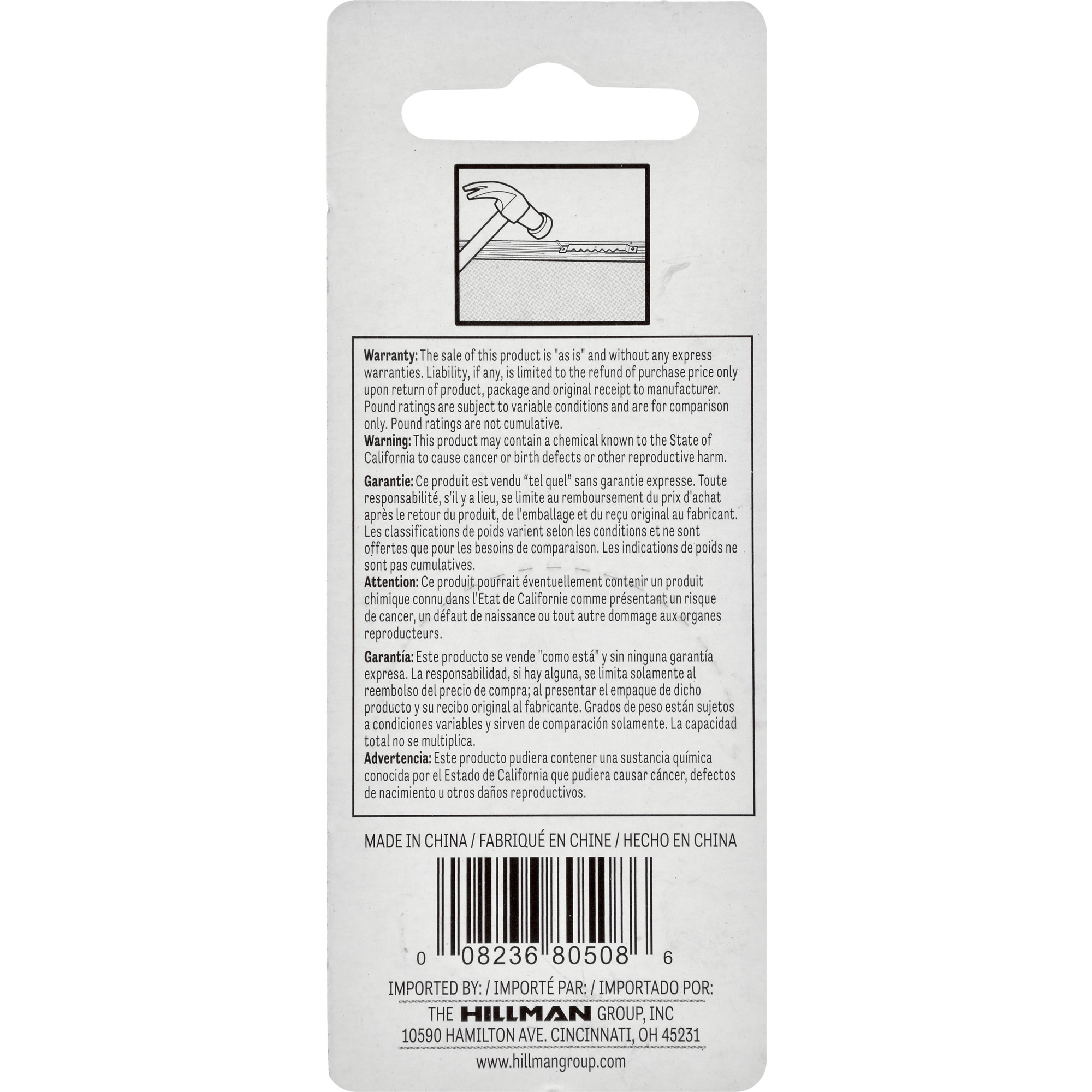 Hillman Small Push-in Sawtooth Hangers 2 Pack