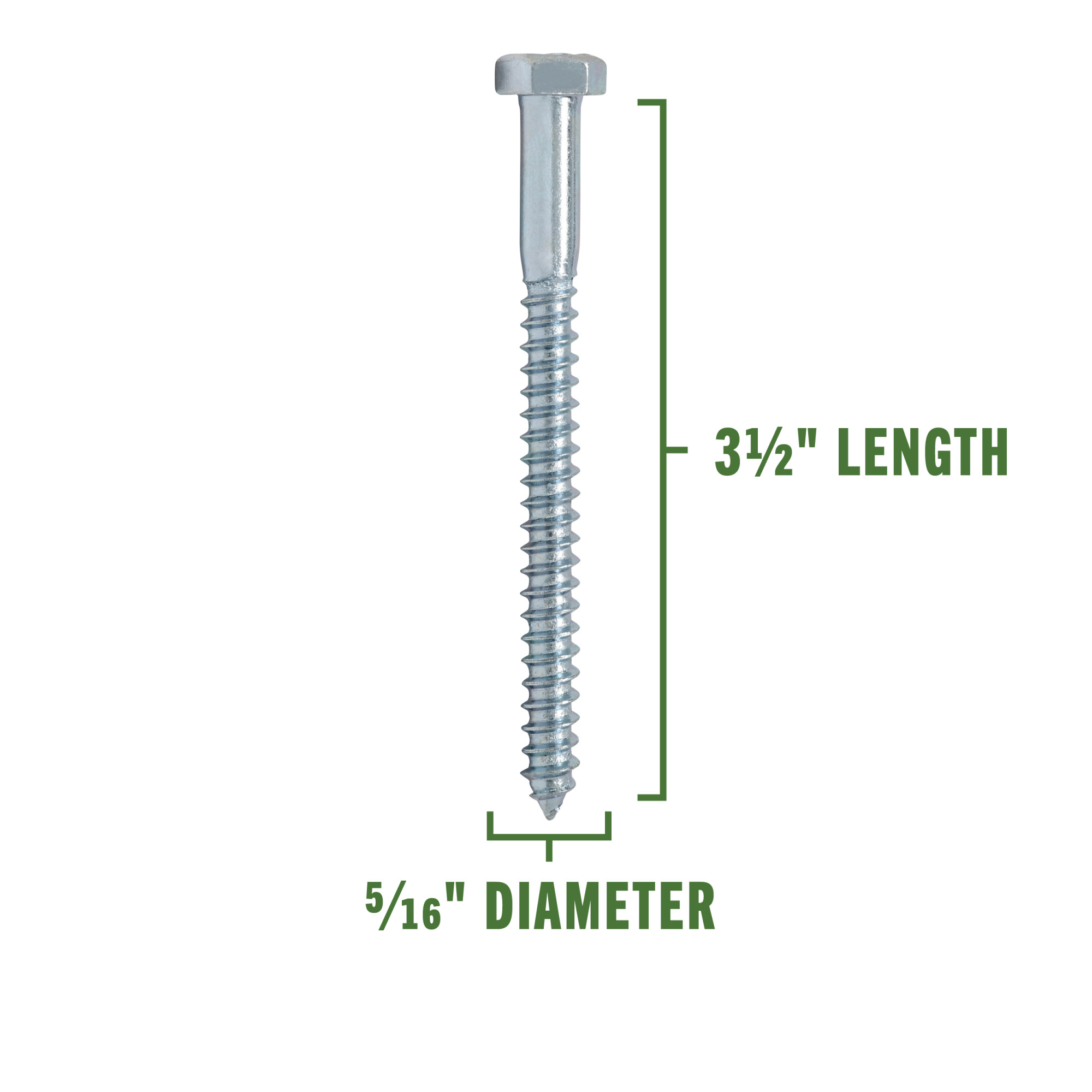 Hillman Zinc Hex Lag Screw 5/16 in. x 3-1/2 in.