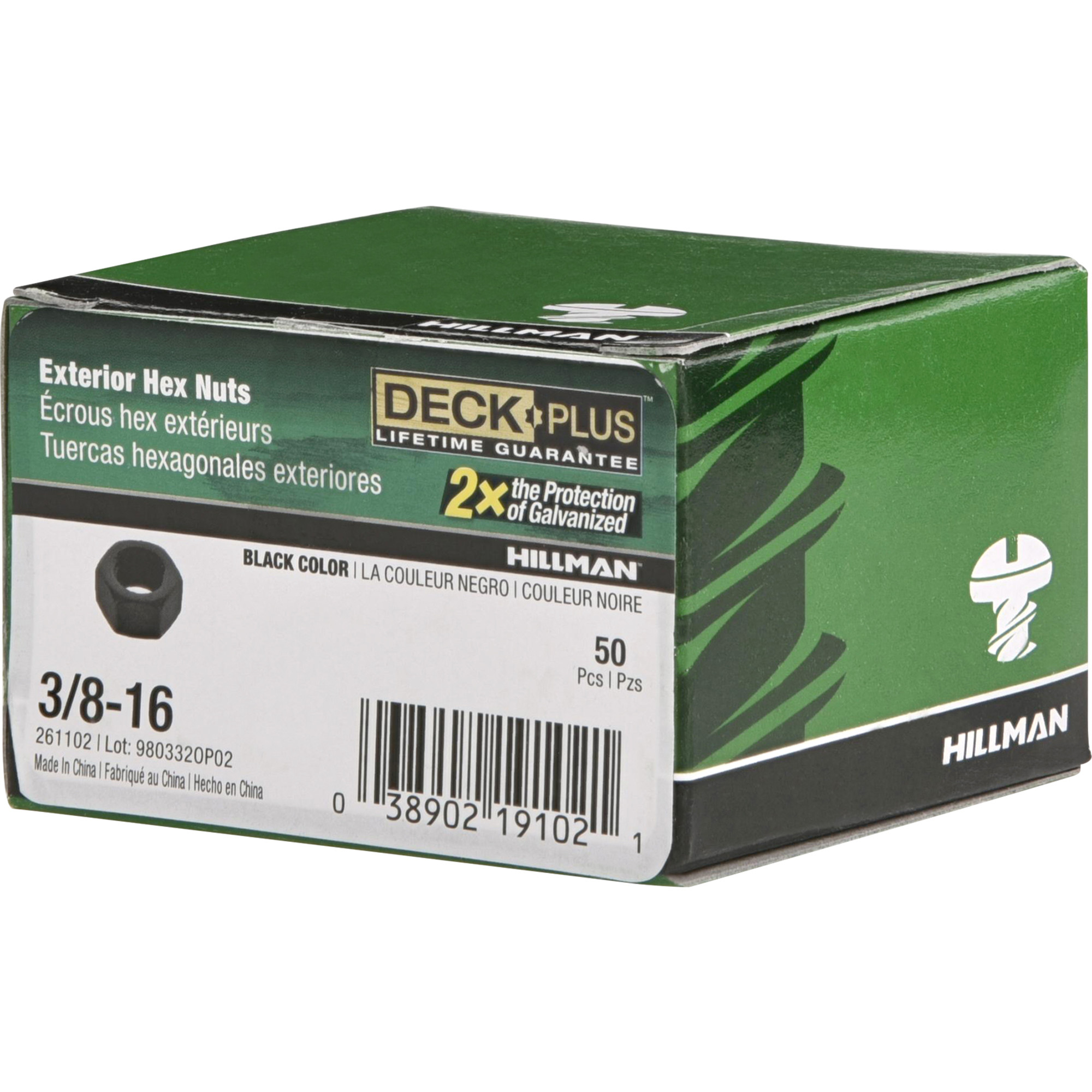 Hillman Black Coated Hex Nuts (3/8 in.-16 Thread)