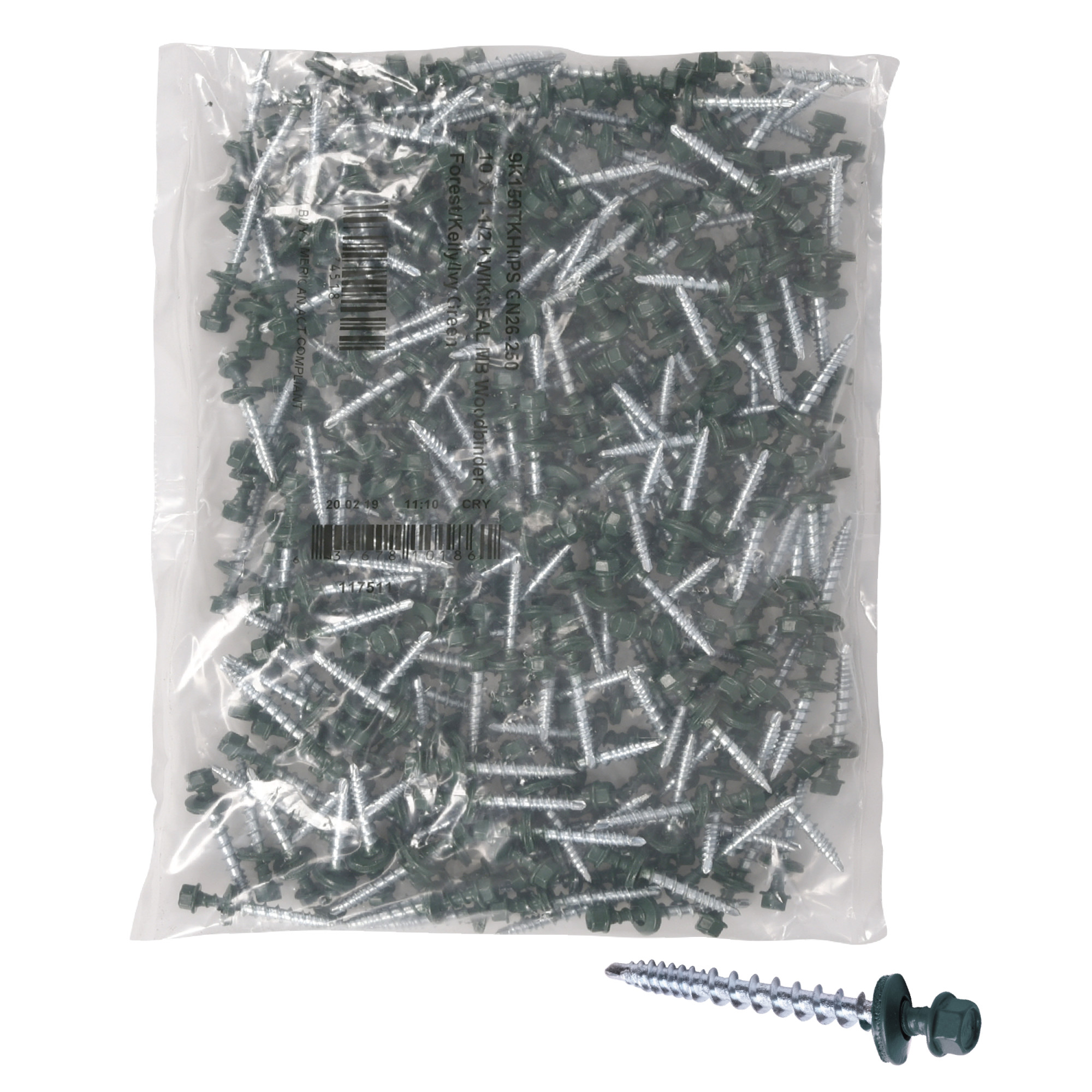 Power Pro Green Self Drilling Metal-to-Wood Roofing Screws (#10 x 1-1/2 in.)-250 pc