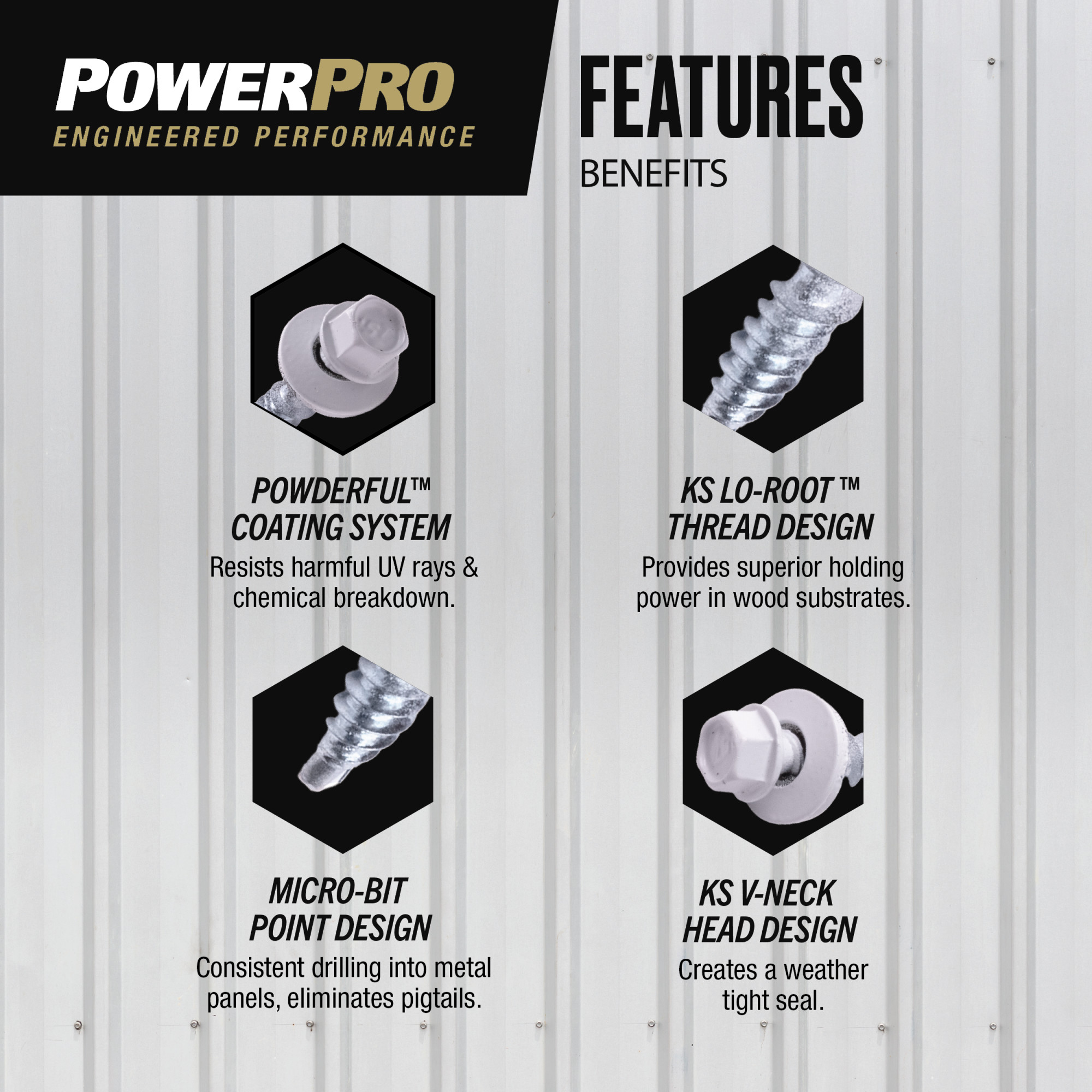 Power Pro White Self Drilling Metal-to-Wood Roofing Screws (#10 x 1 in.) - 250 pc