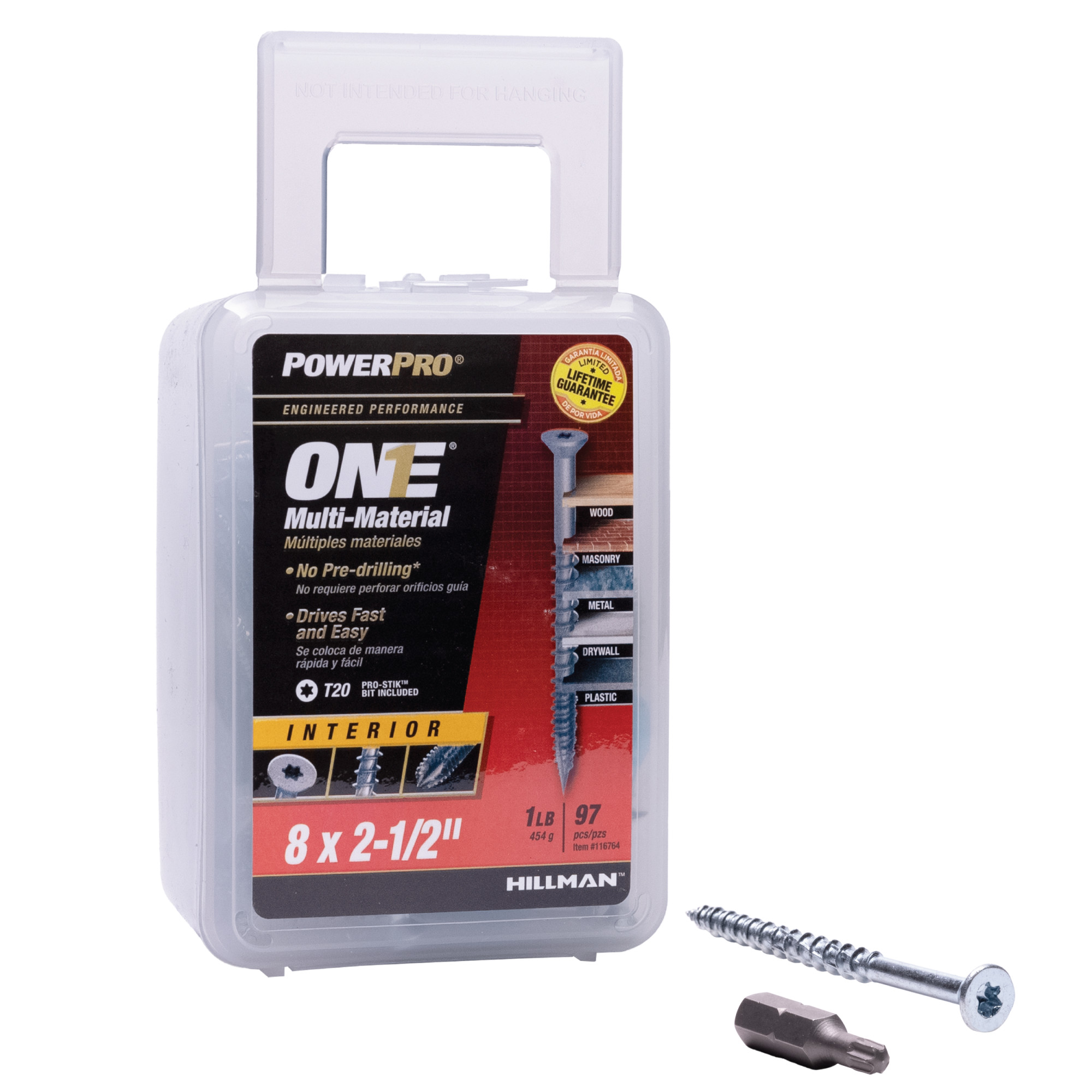 Power Pro ONE Flat Interior Zinc Multi-Material Screws (#8 x 2-1/2 in.) - 97 pc