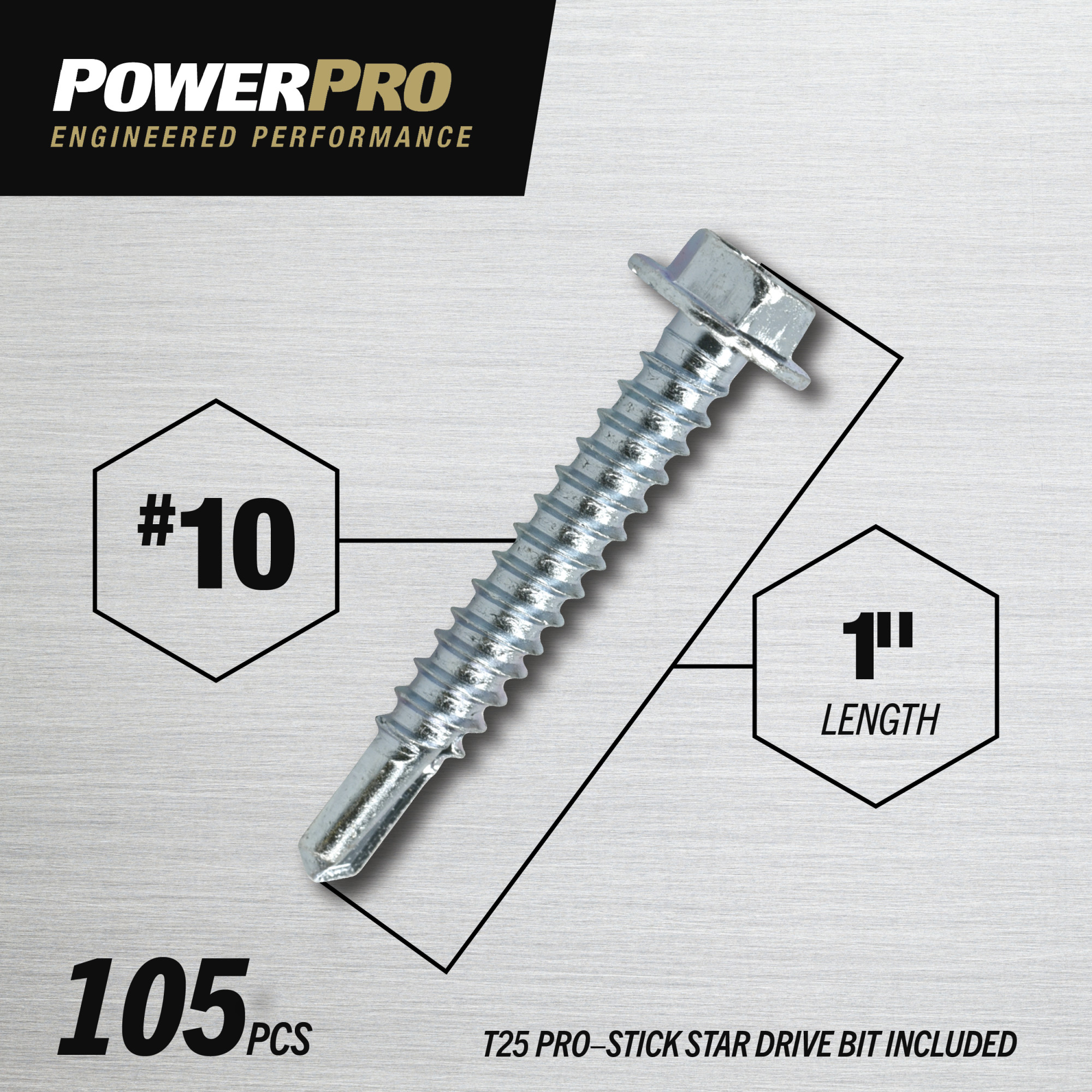 Power Pro Premium Hex Zinc Sheet Metal Self-Drilling Screws (#10-32 x 1 in.)-105 pc