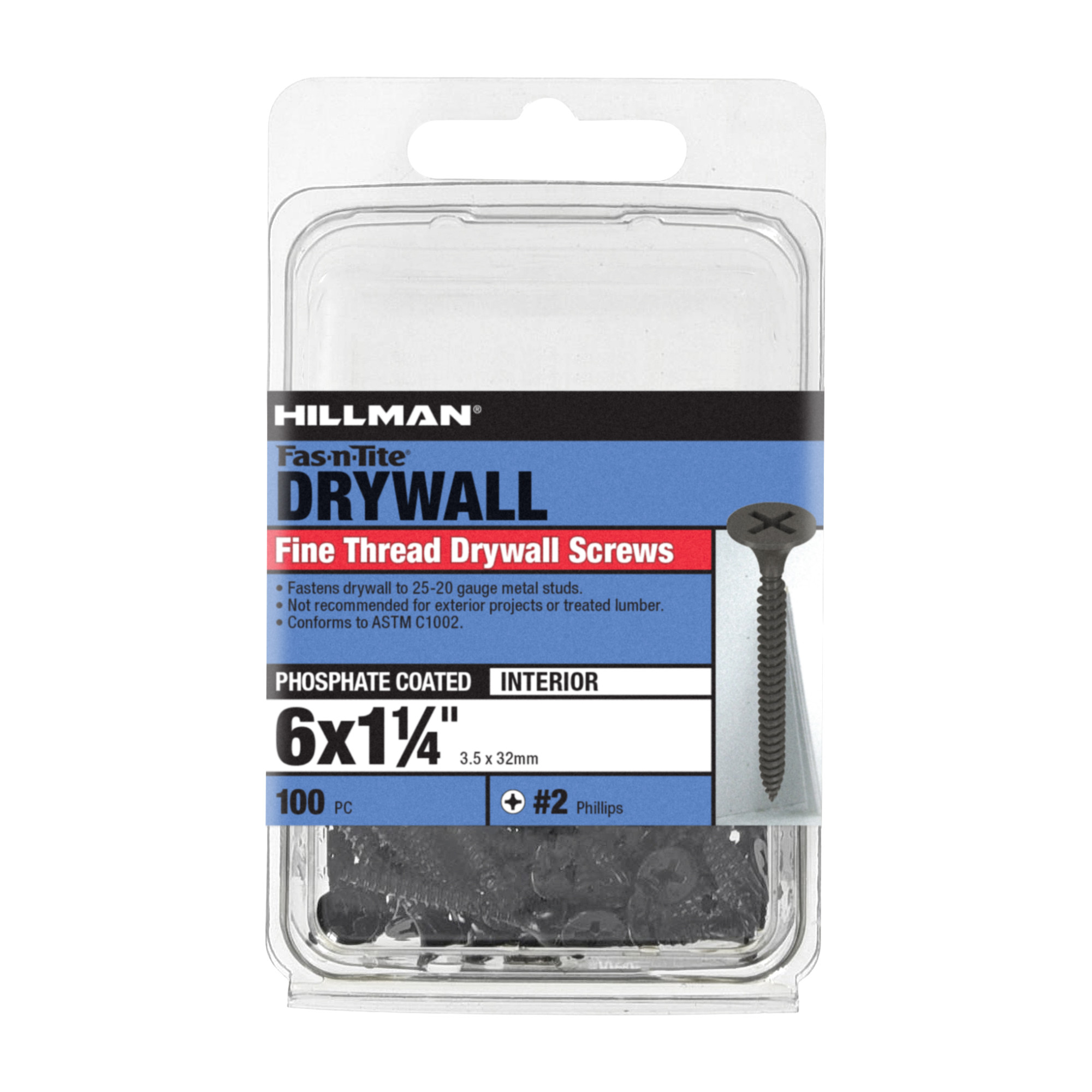 Hillman Fine Thread Drywall Screws (#6 x 1-1/4 in.) - 100 pc