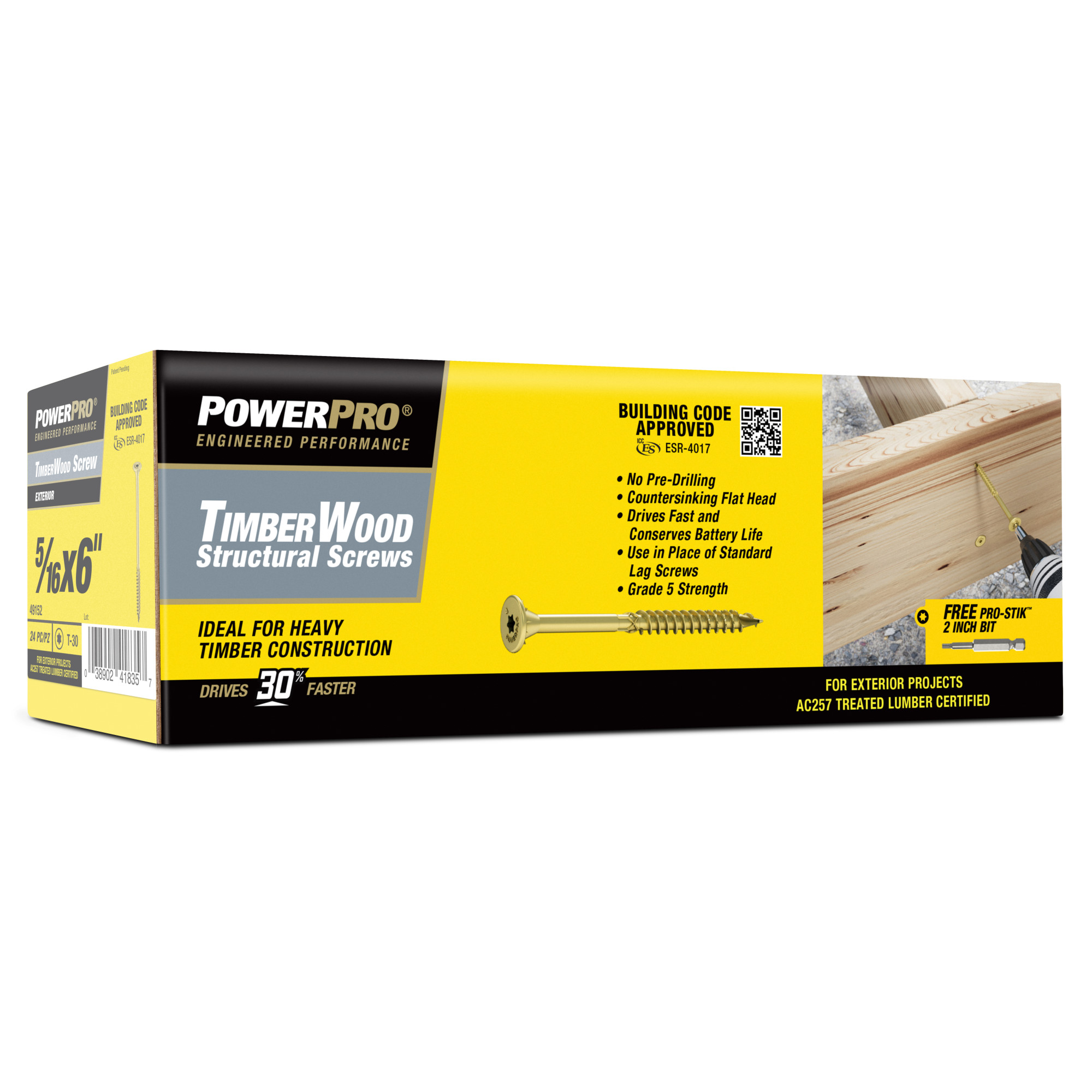 Power Pro TimberWood Bronze Structural Screws (5/16 in. x 6 in.) - 24pc