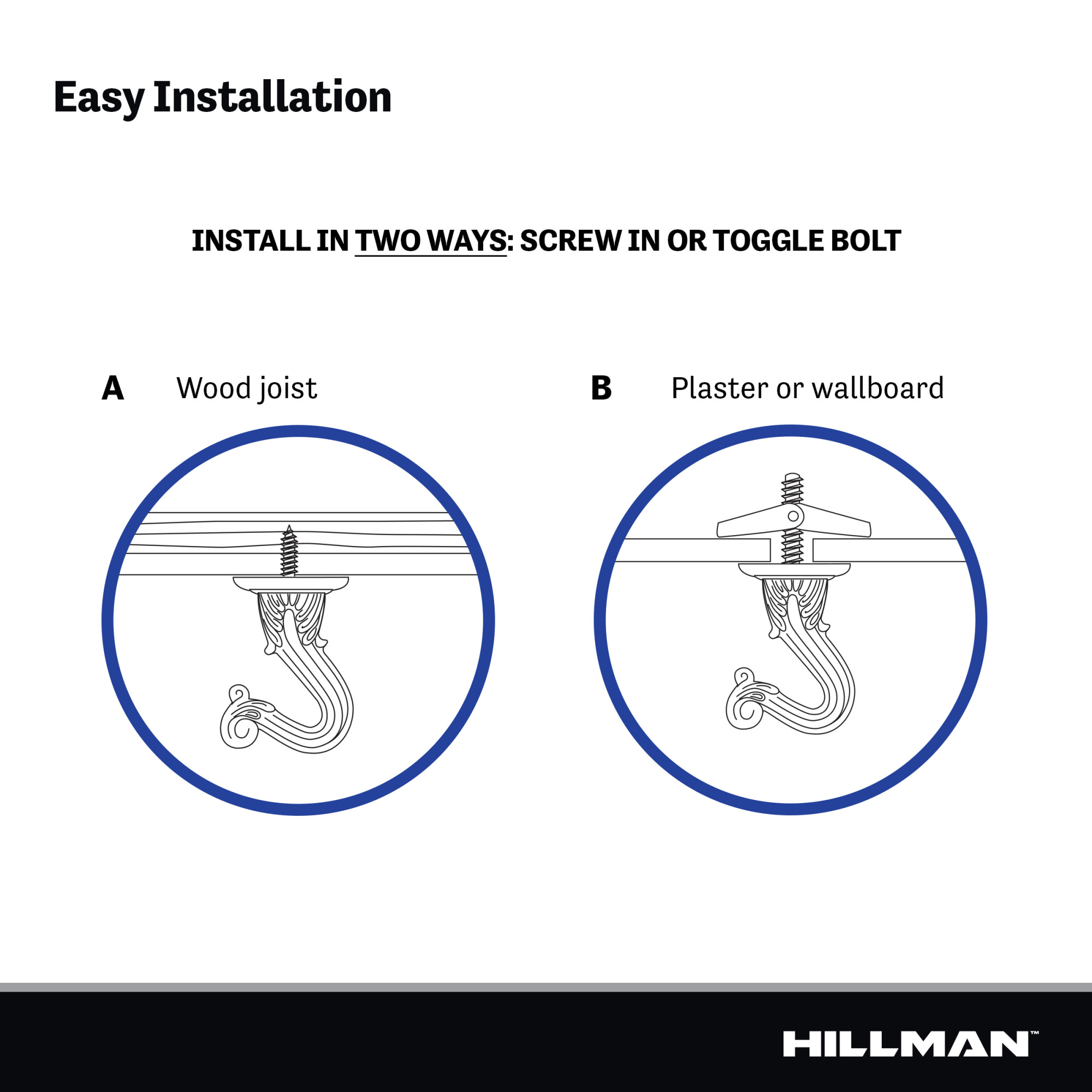 Hillman Swag Hooks Black 30lb 2 Pack