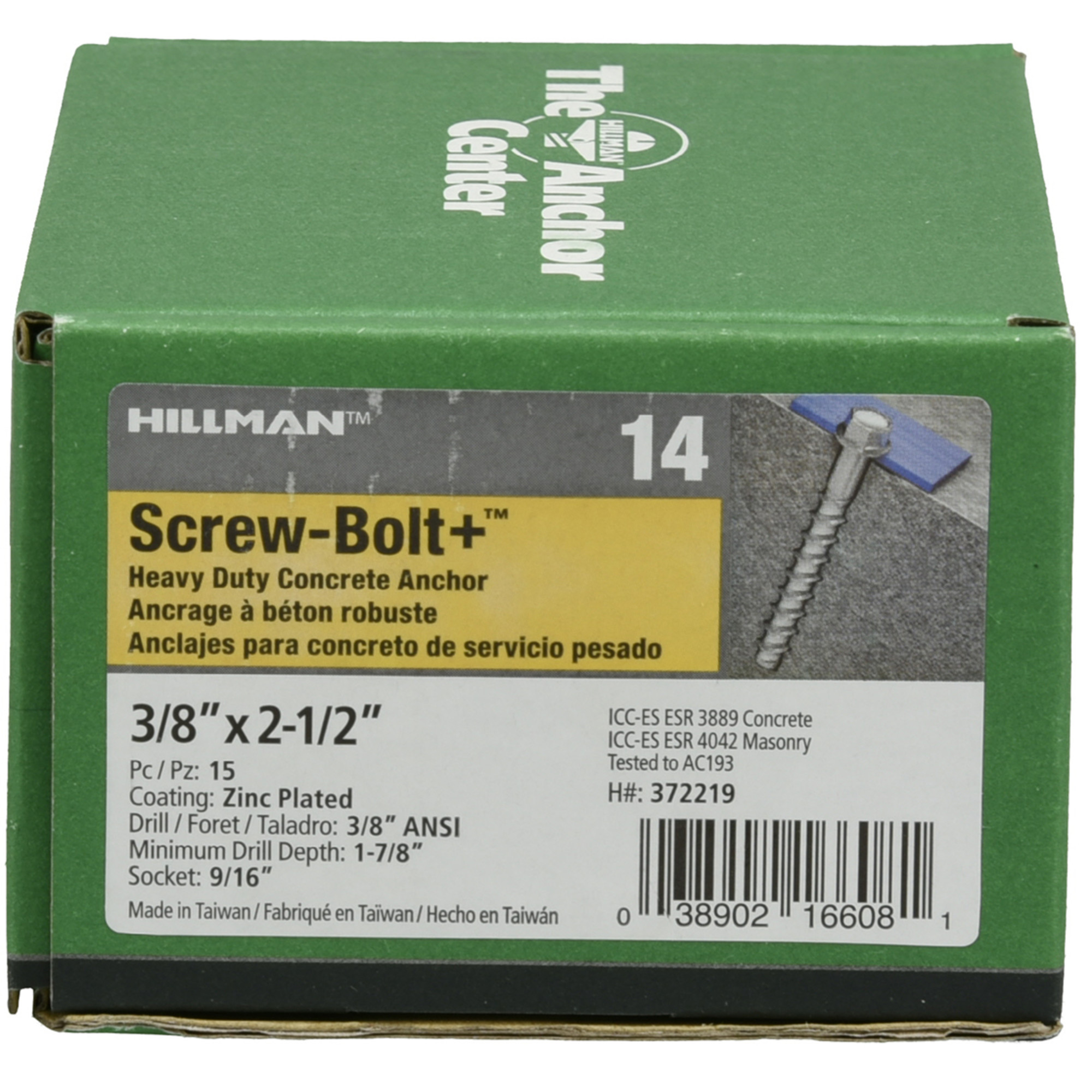 Hillman Screw-Bolt+ Anchor (3/8 in. x 2-1/2 in.) - 15 pc