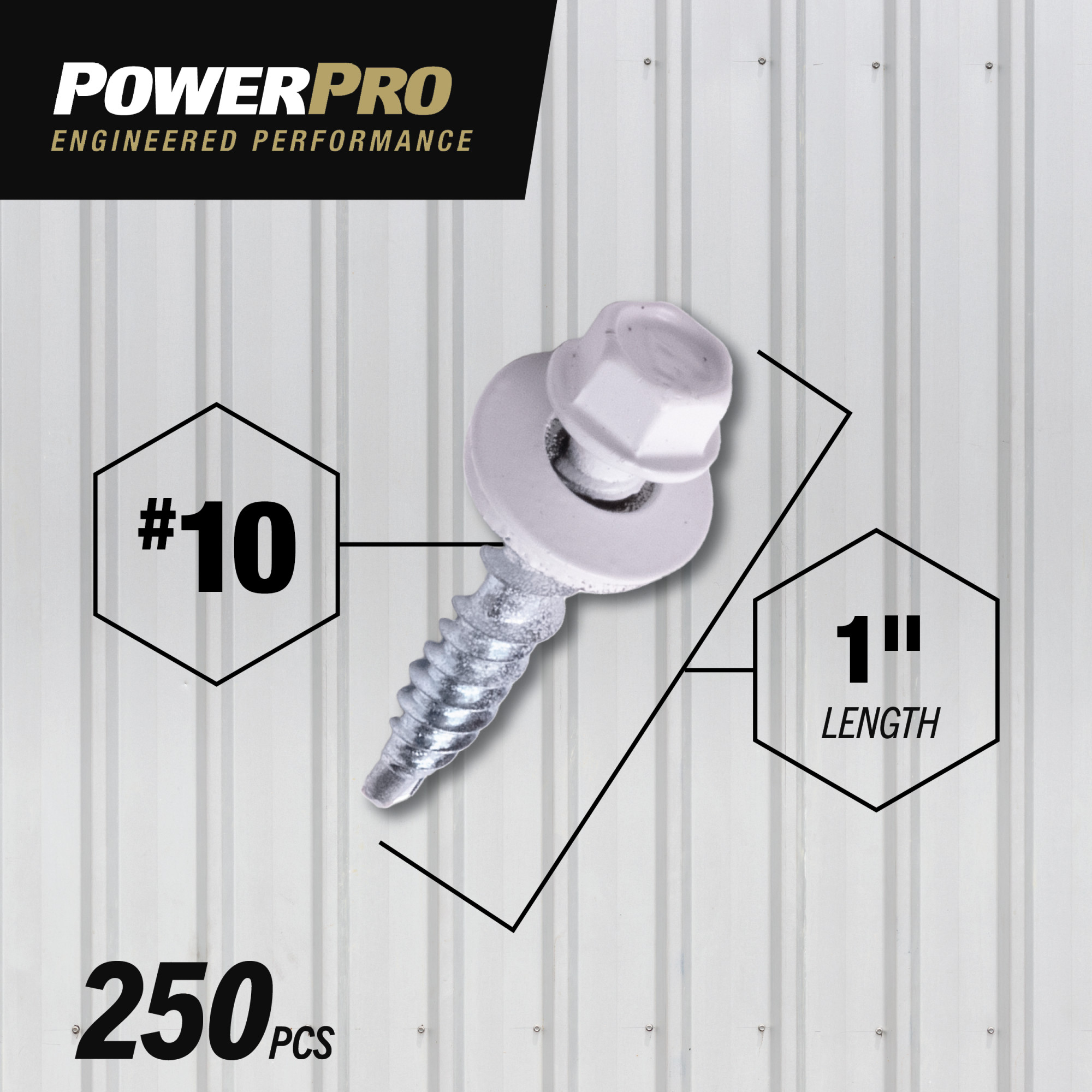 Power Pro White Self Drilling Metal-to-Wood Roofing Screws (#10 x 1 in.) - 250 pc