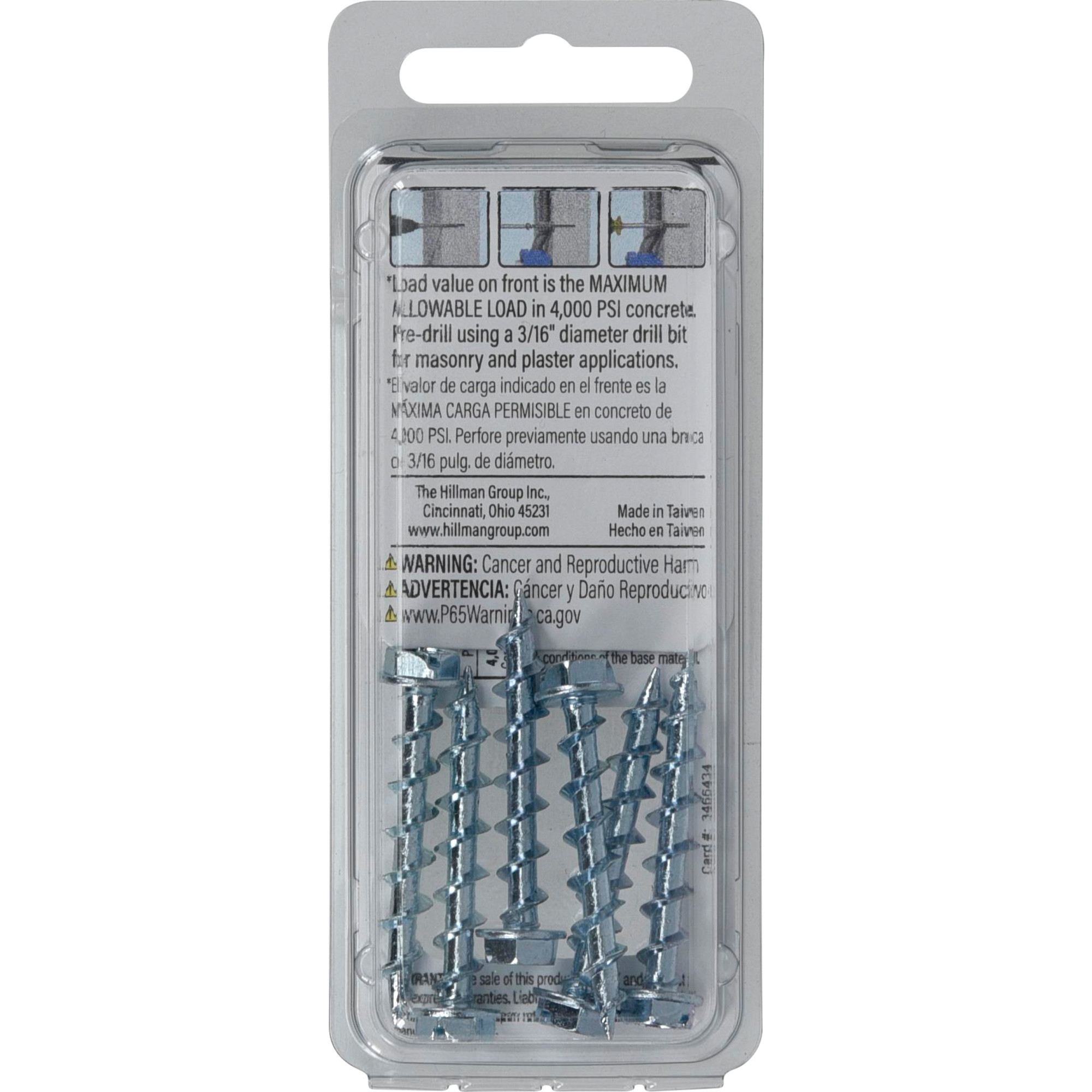 Hillman Borefast Zinc Phillips Hex Washer-Head Screw Anchor (1-1/2 in.) - 6 pc