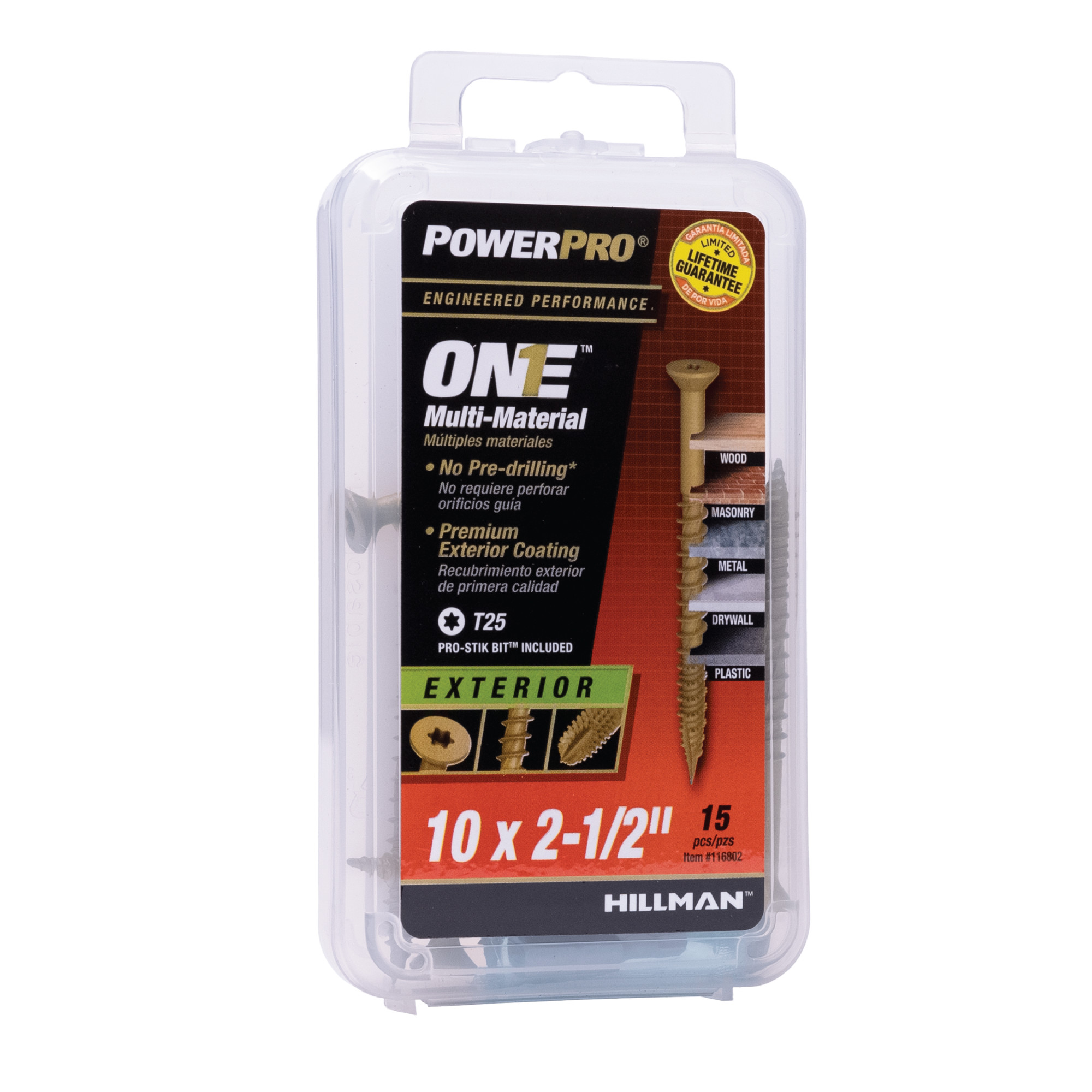 Power Pro ONE Flat Exterior Bronze Multi-Material Screws (#10 x 2-1/2 in.) - 15 pc