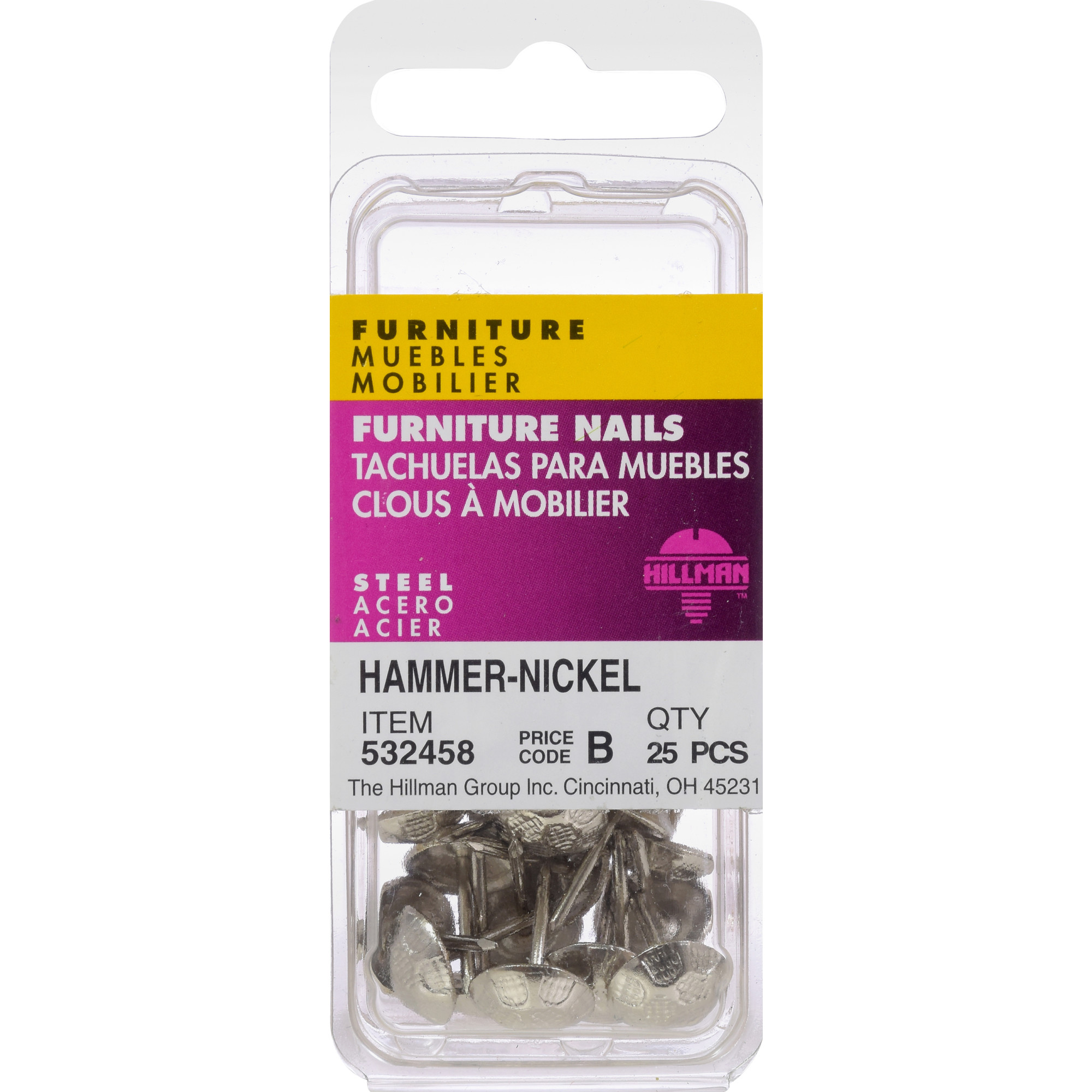 Hillman Furniture Nails - Nickel - Hammered Head - 25 pc