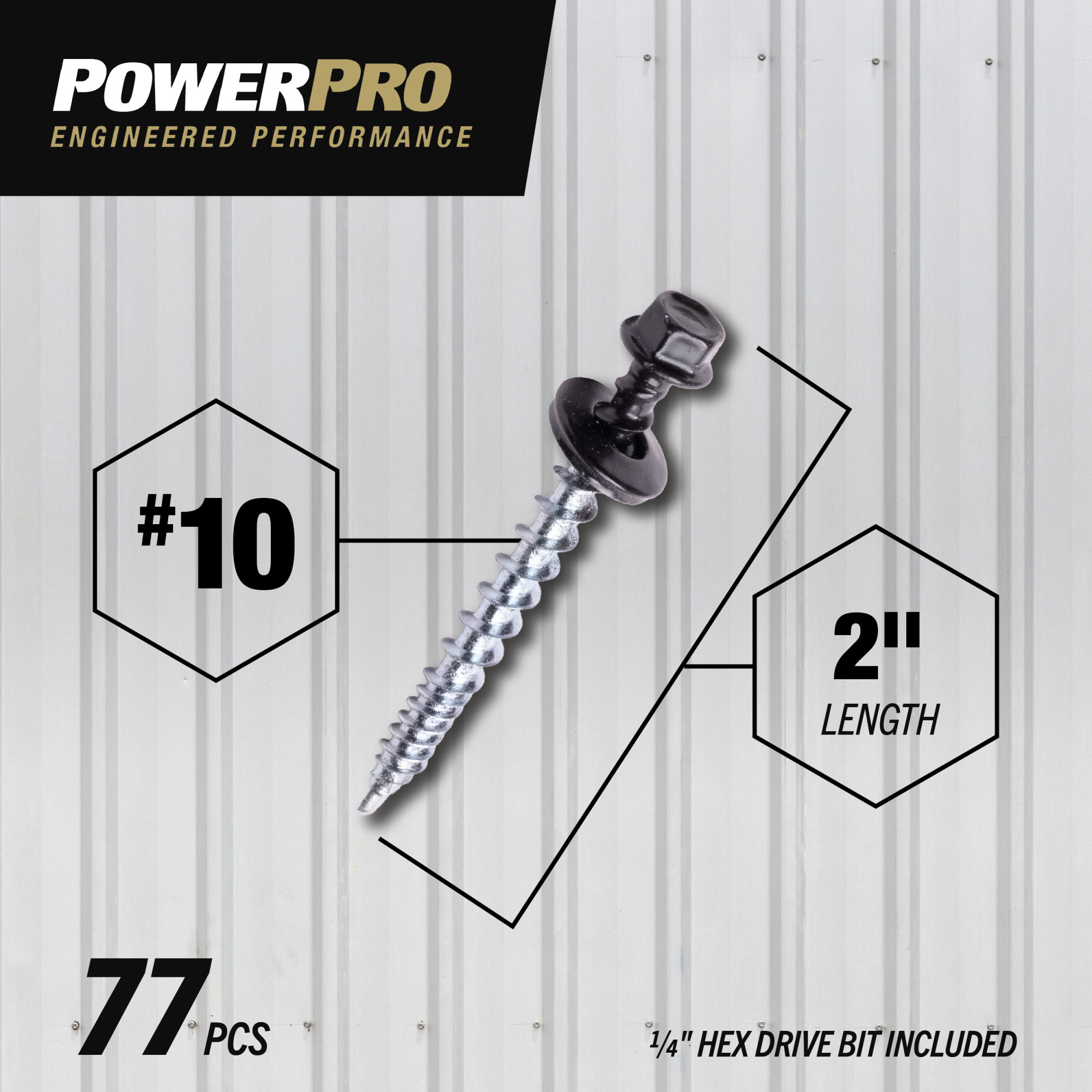 Power Pro Black Self Drilling Metal-to-Wood Roofing Screws (#10 x 2 in.) - 77 pc