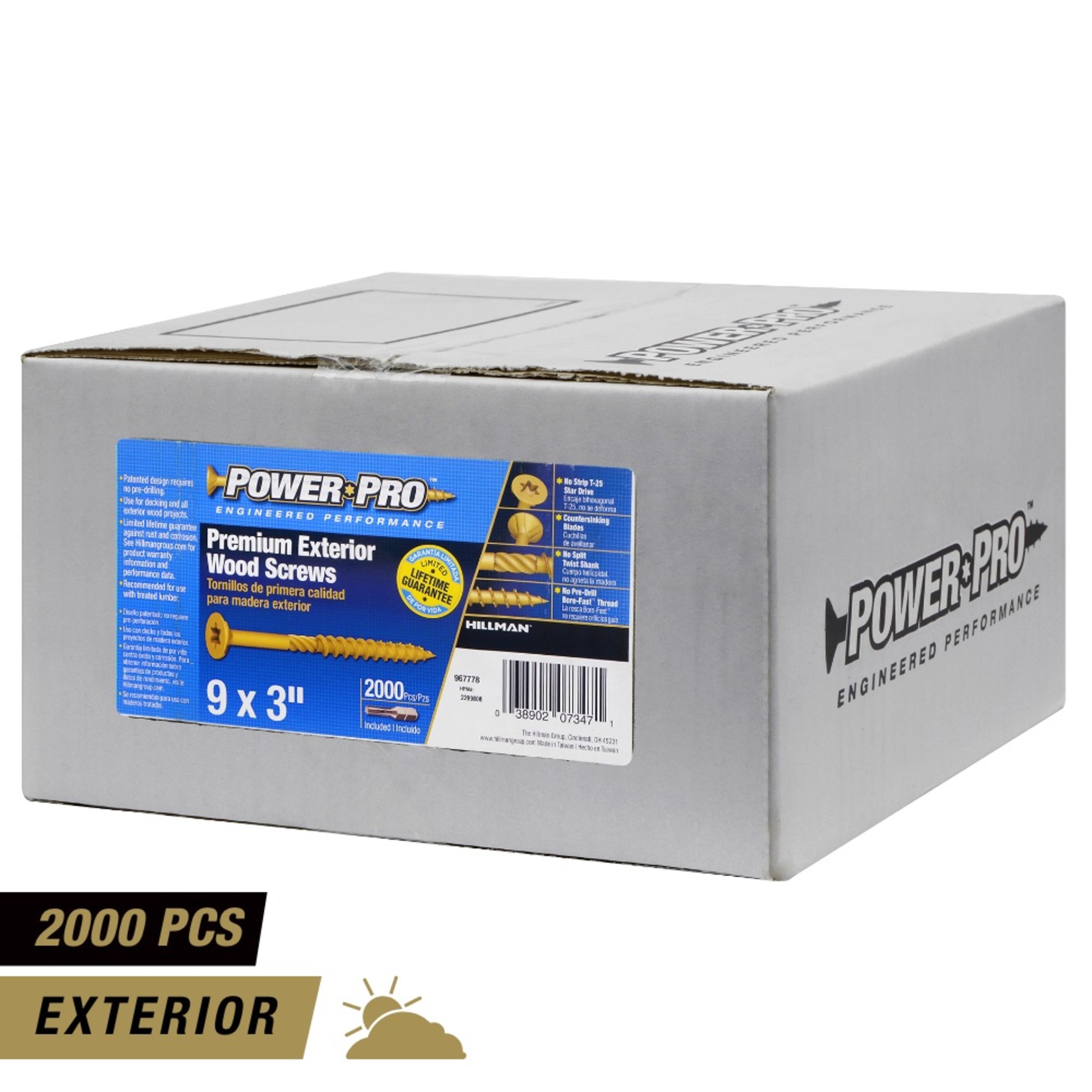 Power Pro Premium Bronze Exterior Wood Screws (#9 x 3 in.) - 2000 pc