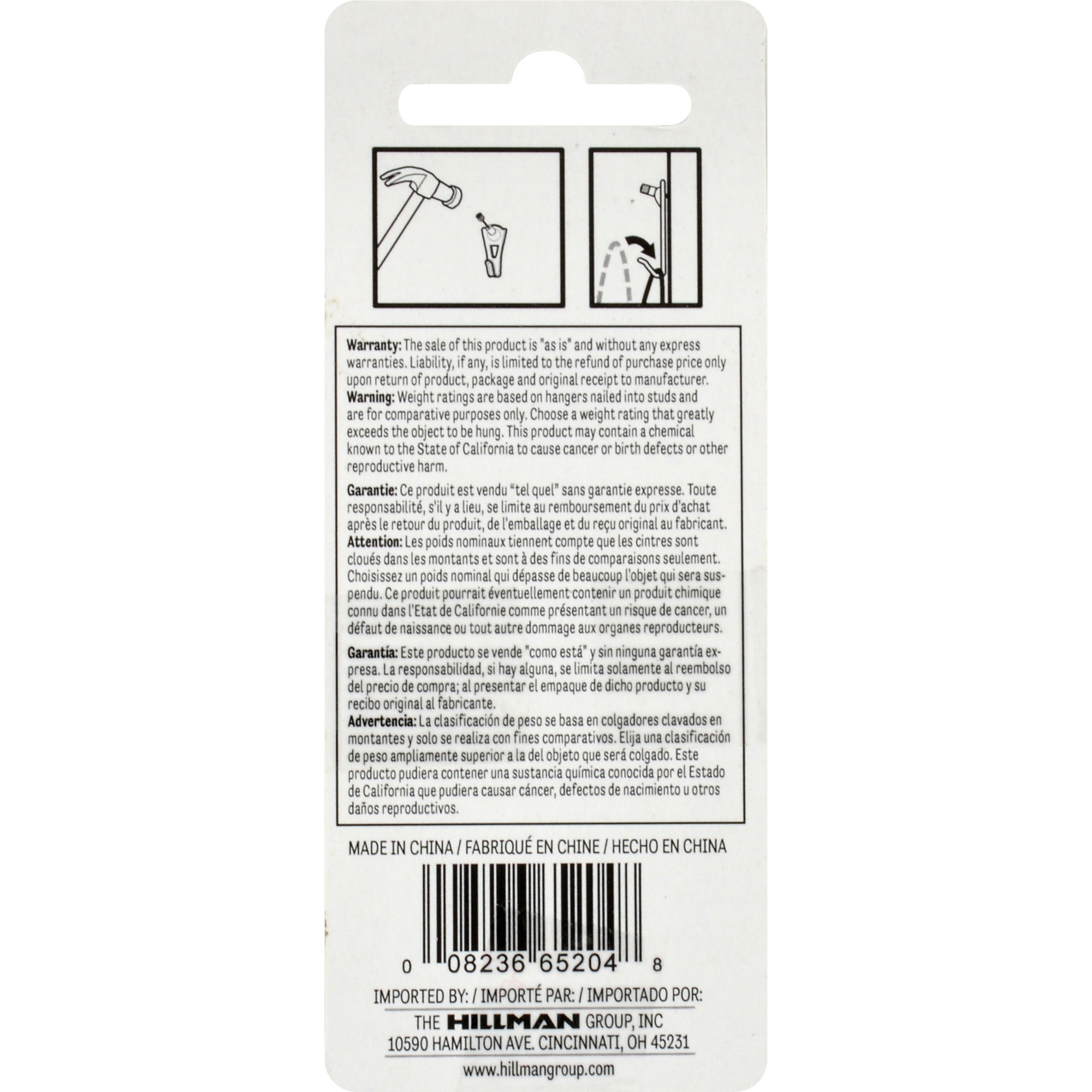Hillman Professional Picture Hangers Brass 30lb 3 Pack