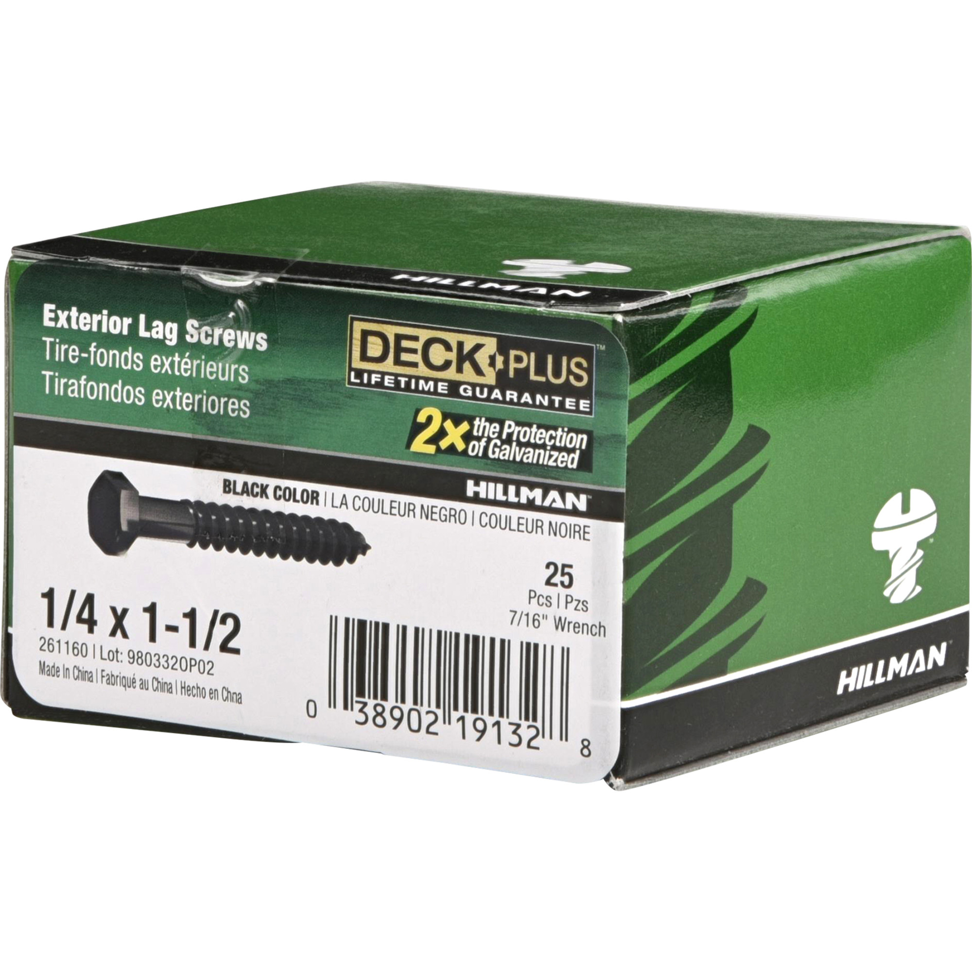 Deck Plus Black Coated Lag Screws 1/4 in. x 1-1/2 in.