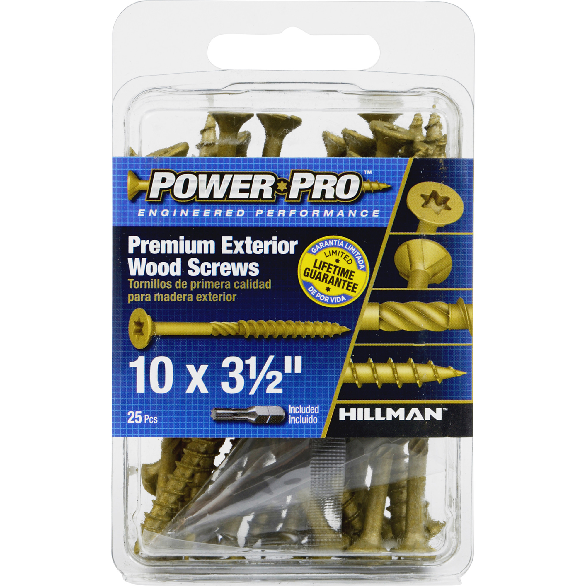 Power Pro Premium Bronze Exterior Wood Screws (#10 x 3-1/2 in.) - 25 pc