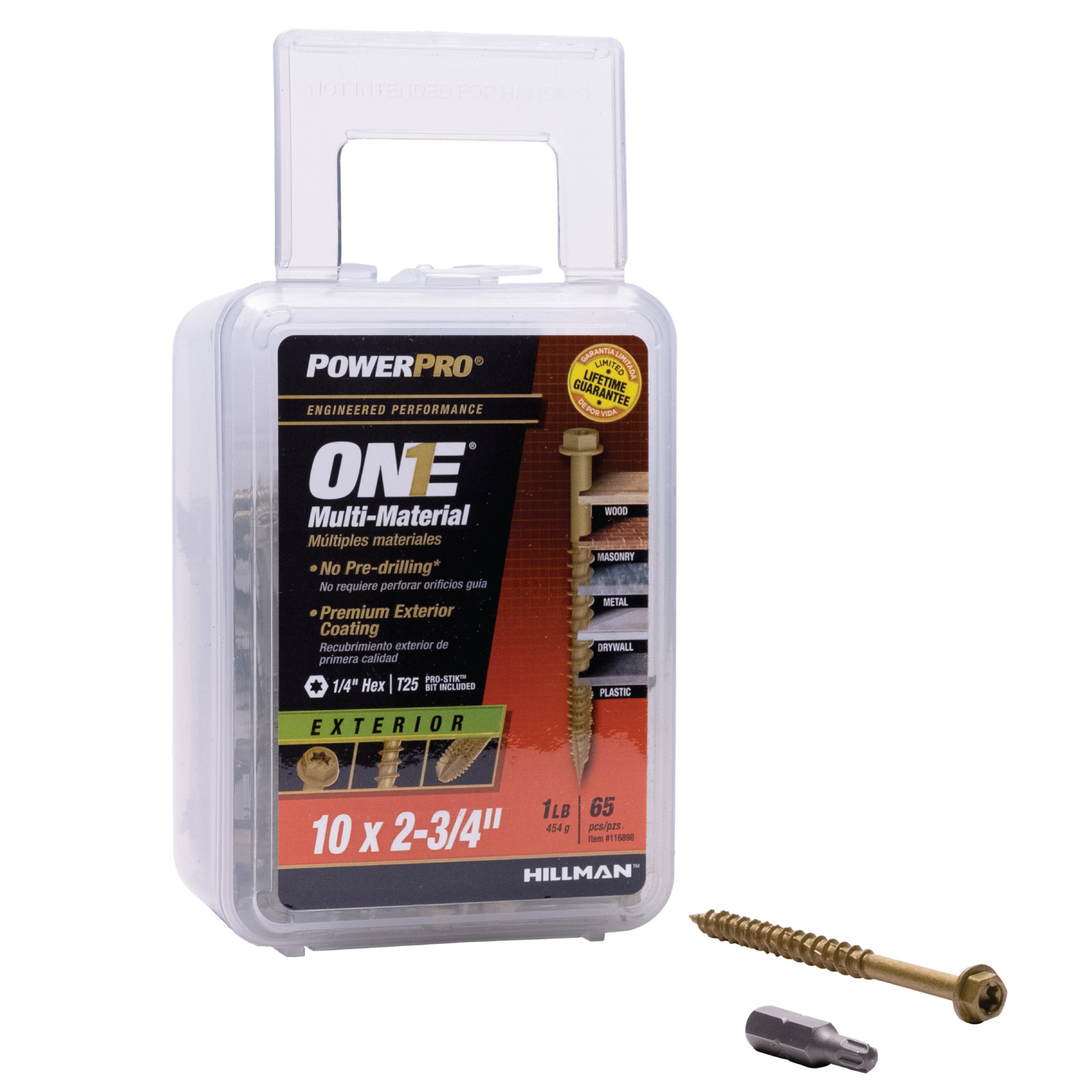 Power Pro ONE Hex Exterior Bronze Multi-Material Screws (#10 x 2-3/4 in.) - 65 pc
