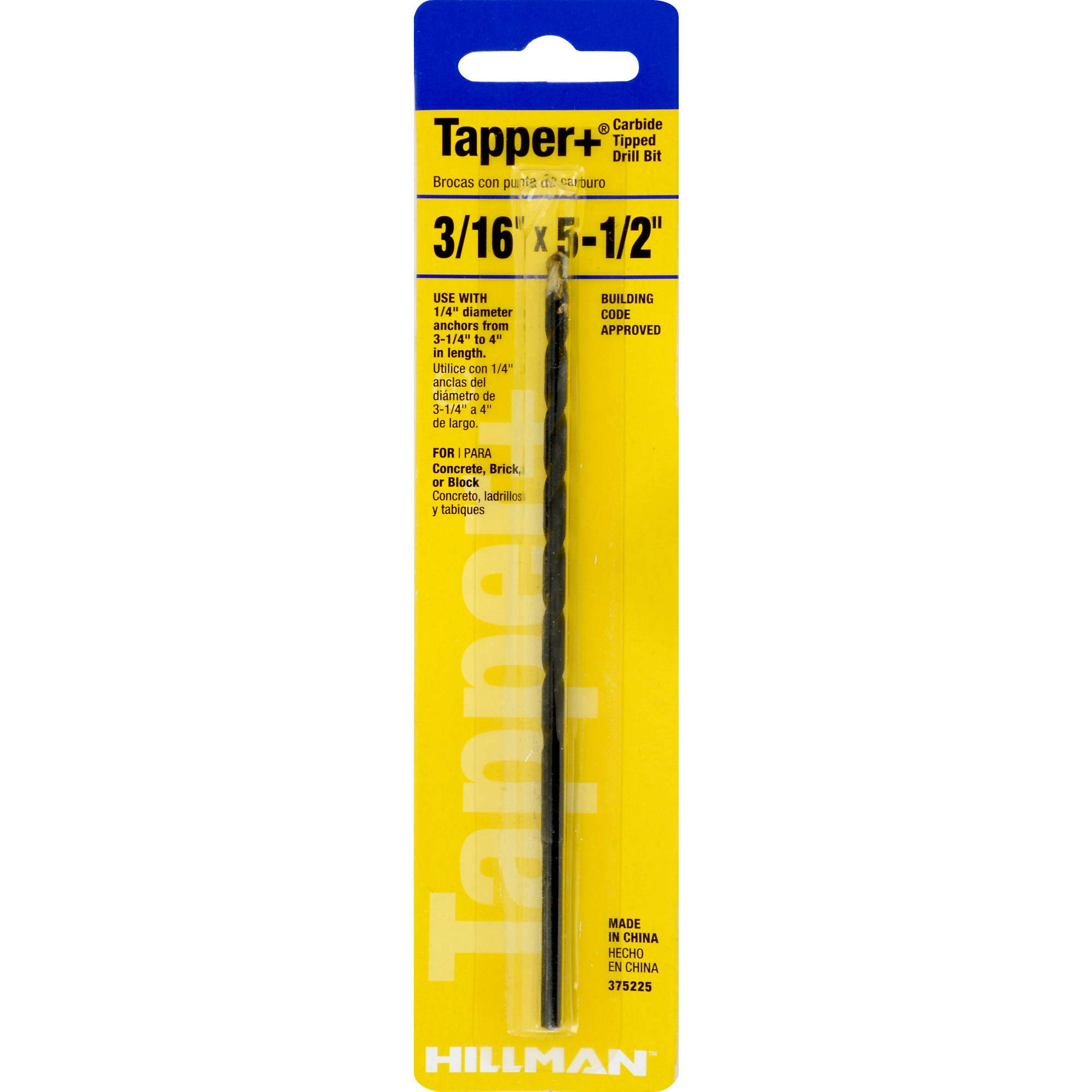 Hillman Carbide Tapper Drill Bit (3/16 in. x 5-1/2 in.) - 1 pc