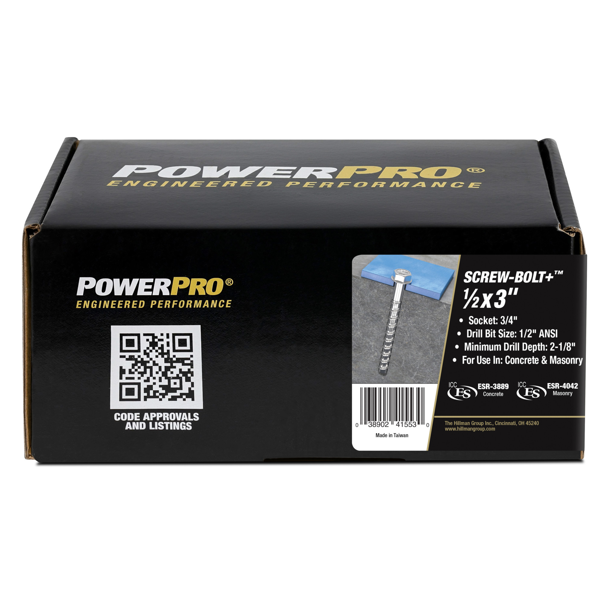 Power Pro Zinc Hex Washer Head Screw-Bolt+ Anchors (1/2 in. x 3 in.) - 25 pc