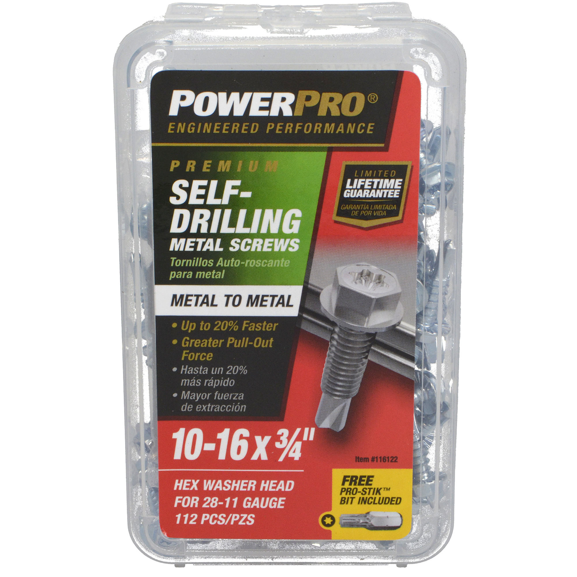 Power Pro Premium Hex Zinc Sheet Metal Self-Drilling Screws (#10-32x3/4 in.)- 112pc