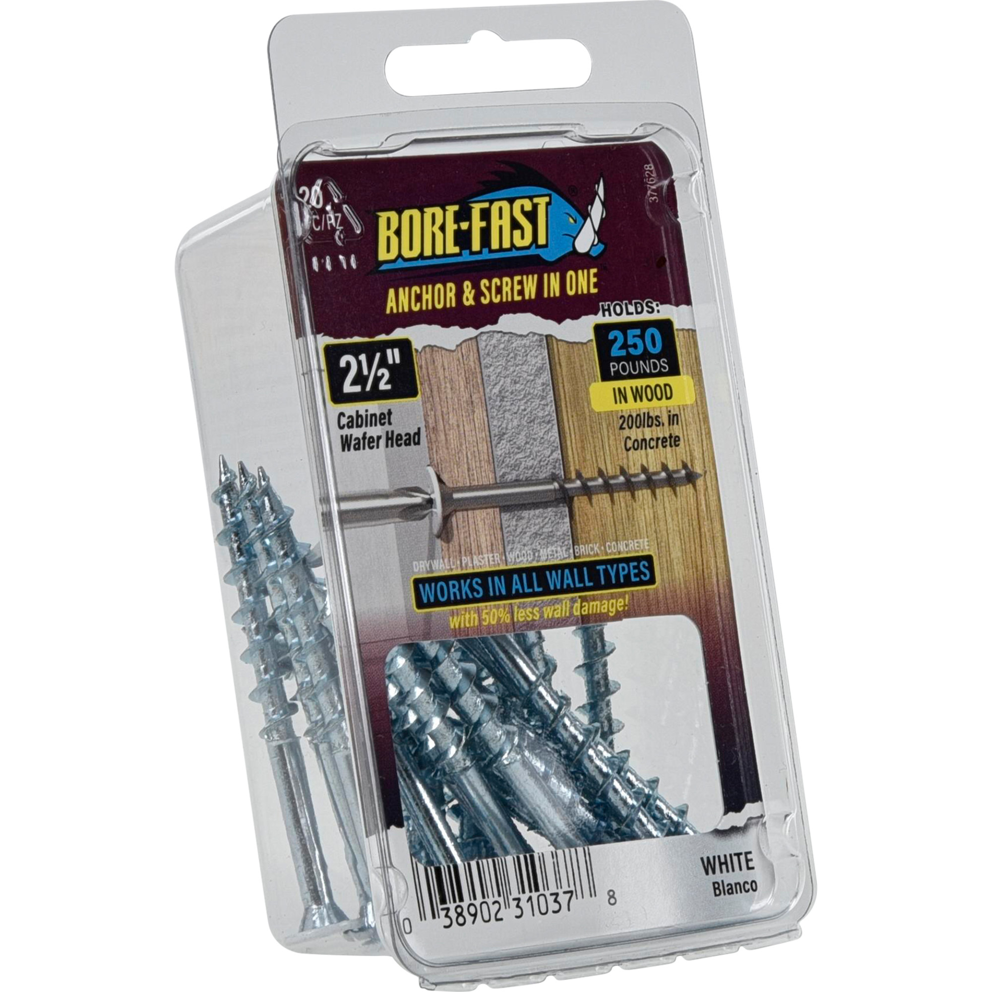 Hillman Borefast White Phillips Wafer-Head Screw Anchor (2-1/2 in.) - 20 pc