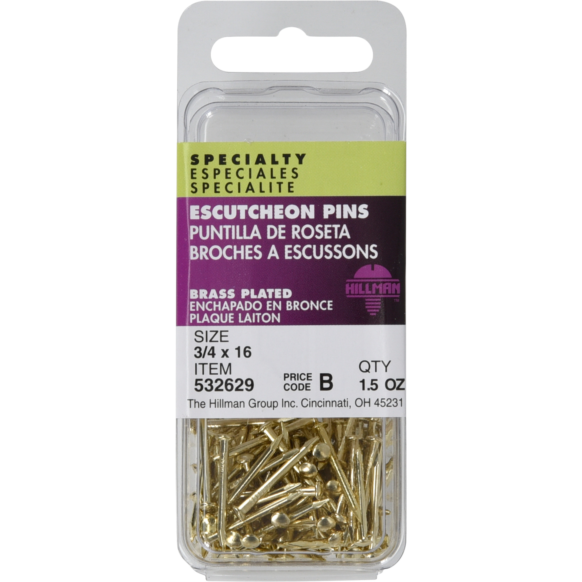 Hillman Brass Plated Escutcheon Pins (3/4 in. x 16GA) - 1.5 oz.