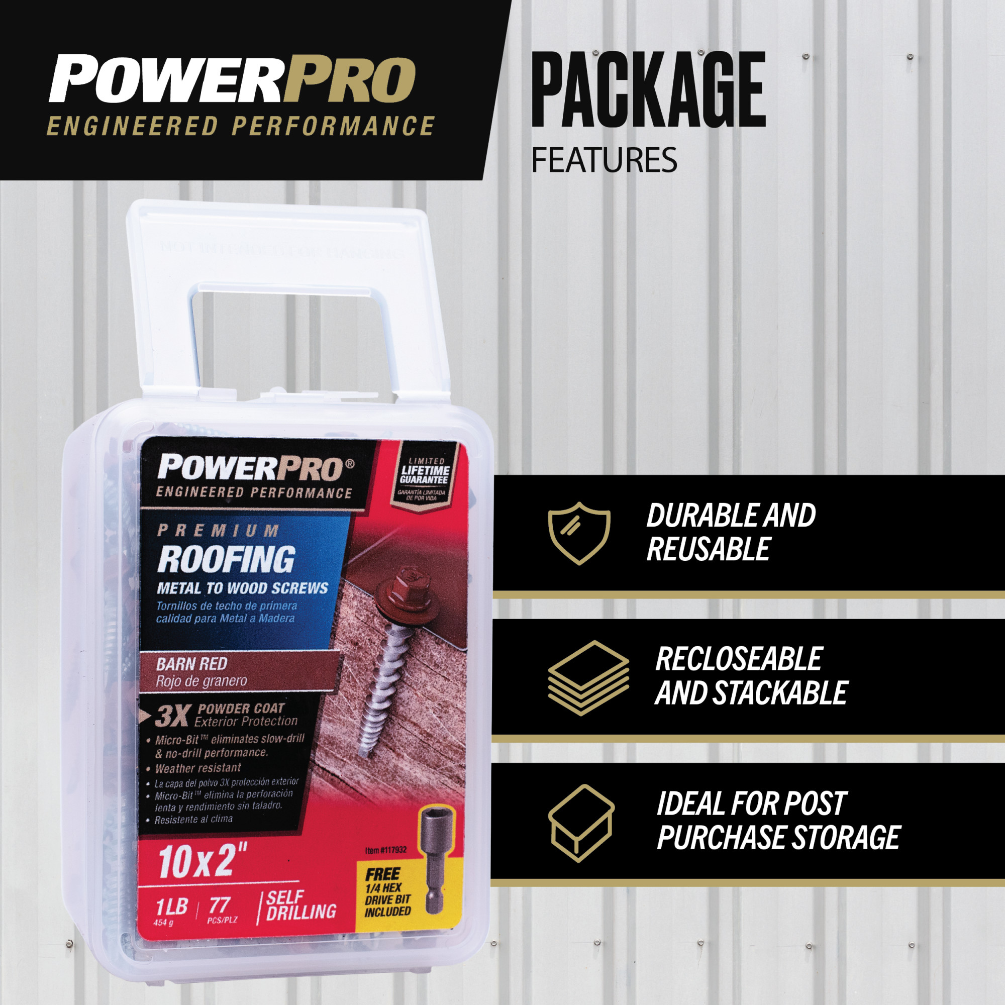 Power Pro Red Self Drilling Metal-to-Wood Roofing Screws (#10 x 2 in.) - 77 pc