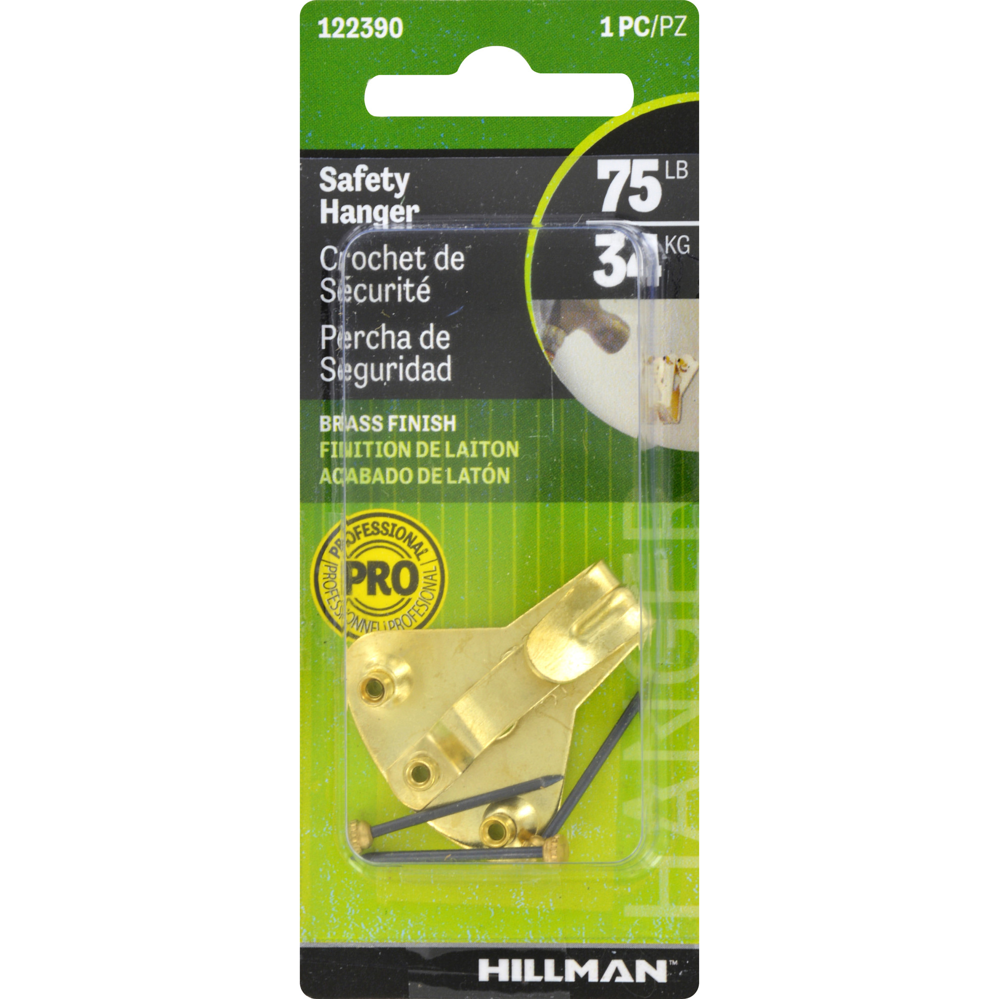 Hillman Professional Safety Picture Hangers Brass 75lb