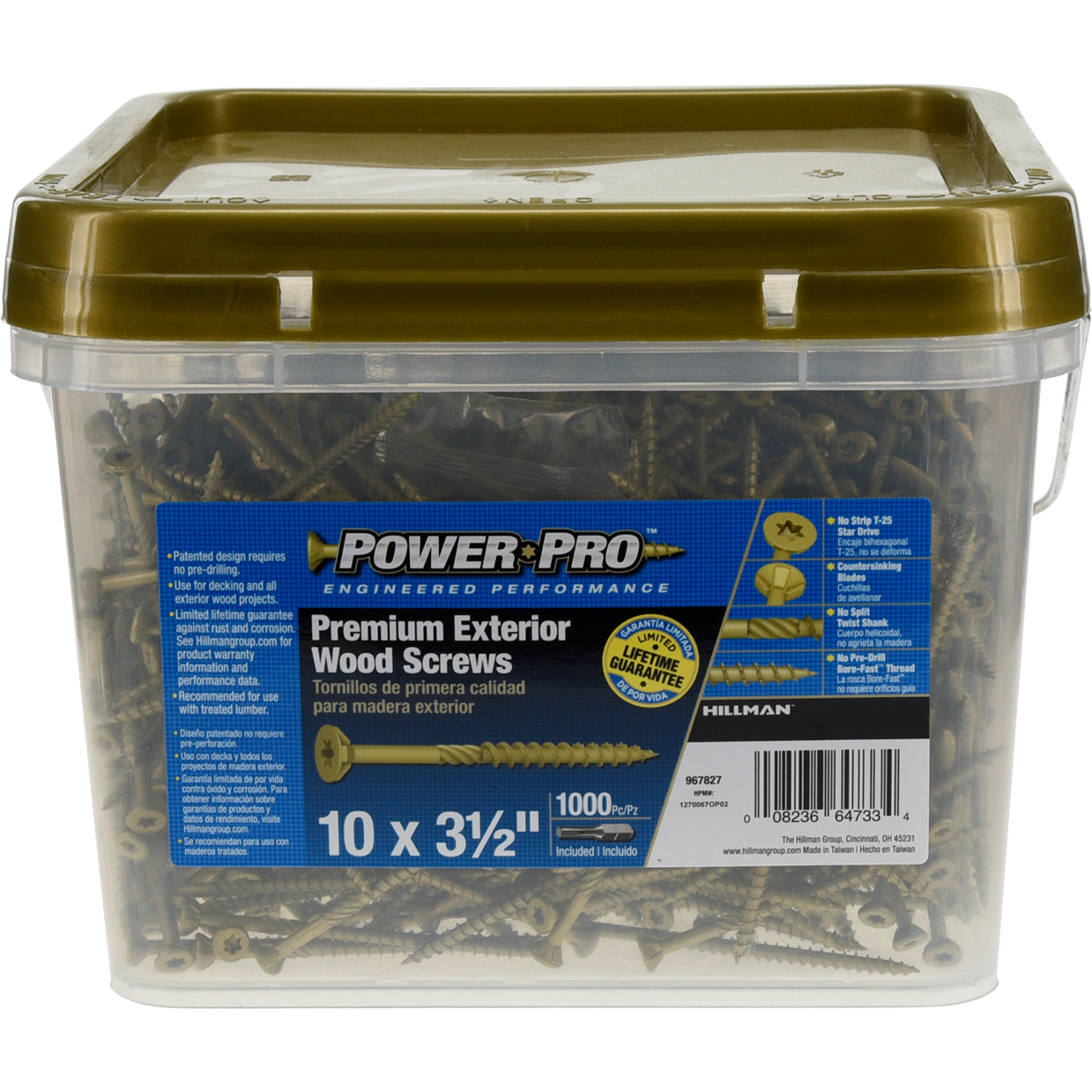 Power Pro Premium Bronze Exterior Wood Screws (#10 x 3-1/2 in.) - 1000 pc