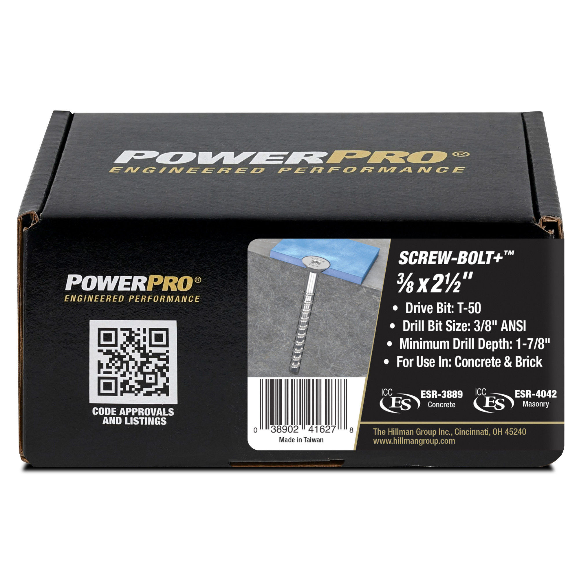 Power Pro Zinc Flat Head Screw-Bolt+ Anchors (3/8 in. x 2-1/2 in.) - 15 pc