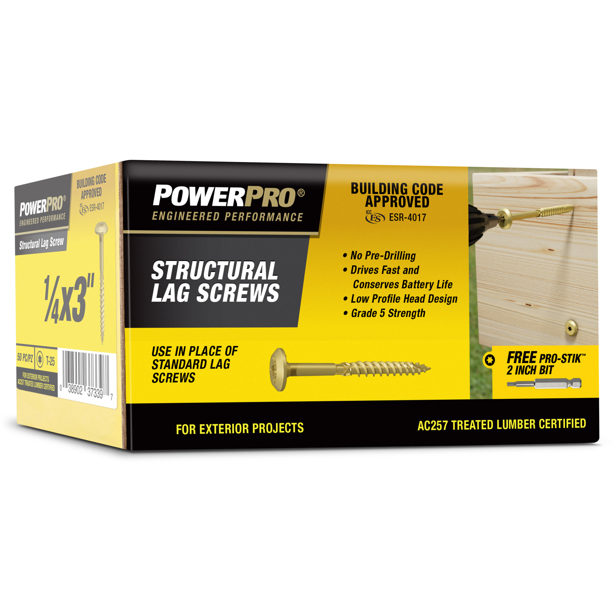 Power Pro Bronze Structural Lag Screws (1/4 in. x 3 in.) - 50 pc