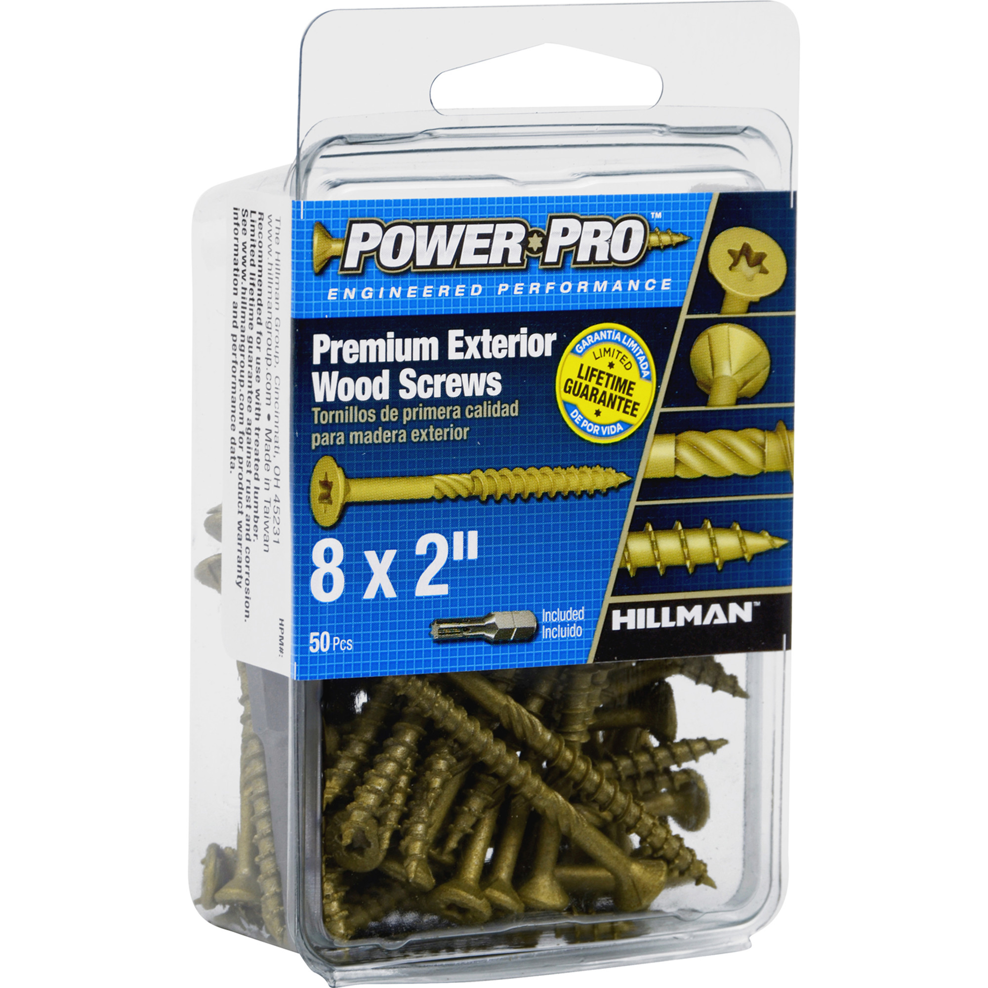 Power Pro Premium Bronze Exterior Wood Screws (#8 x 2 in.) - 50 pc