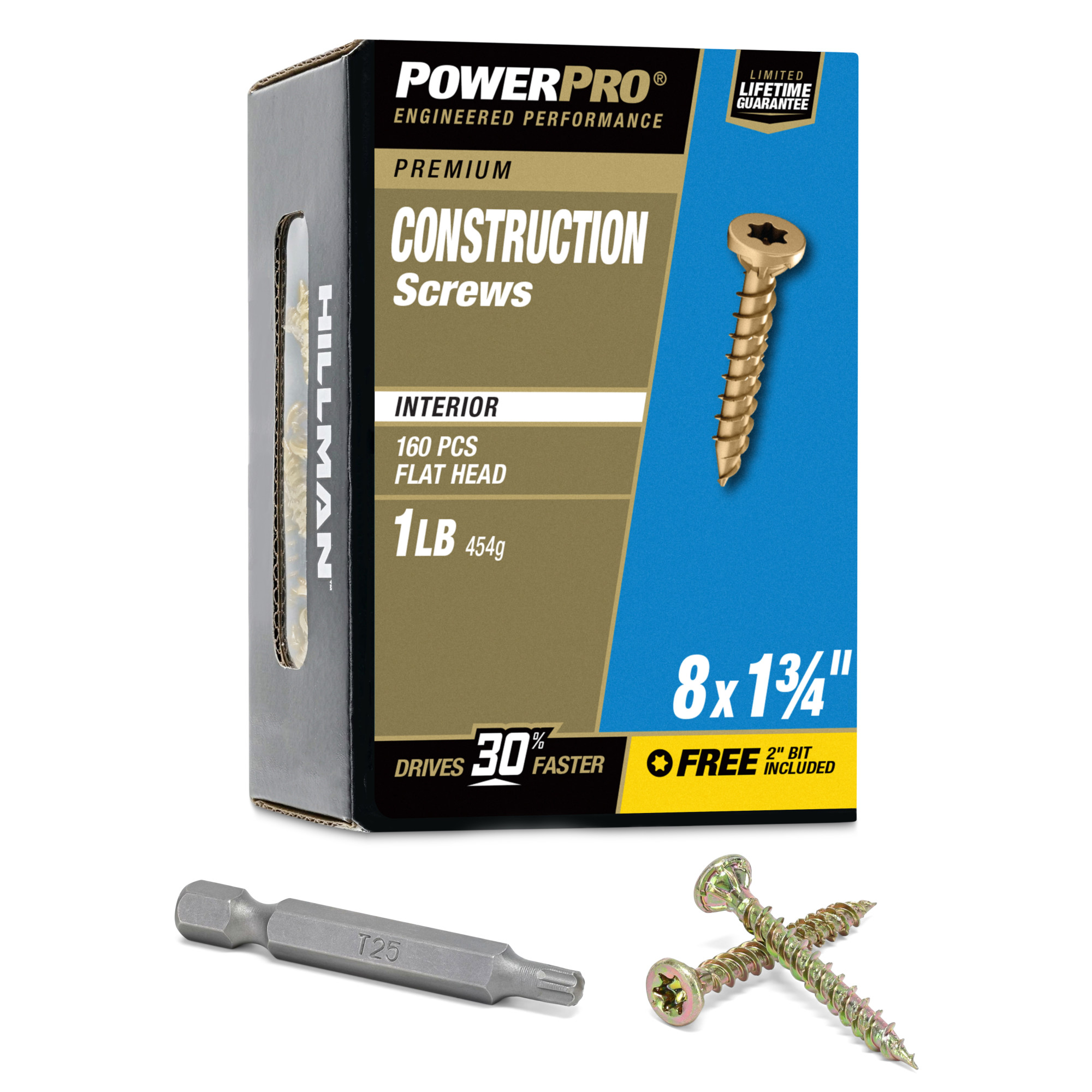 Power Pro Premium Interior Construction Screws (#8 x 1-3/4 in.) - 160 pc