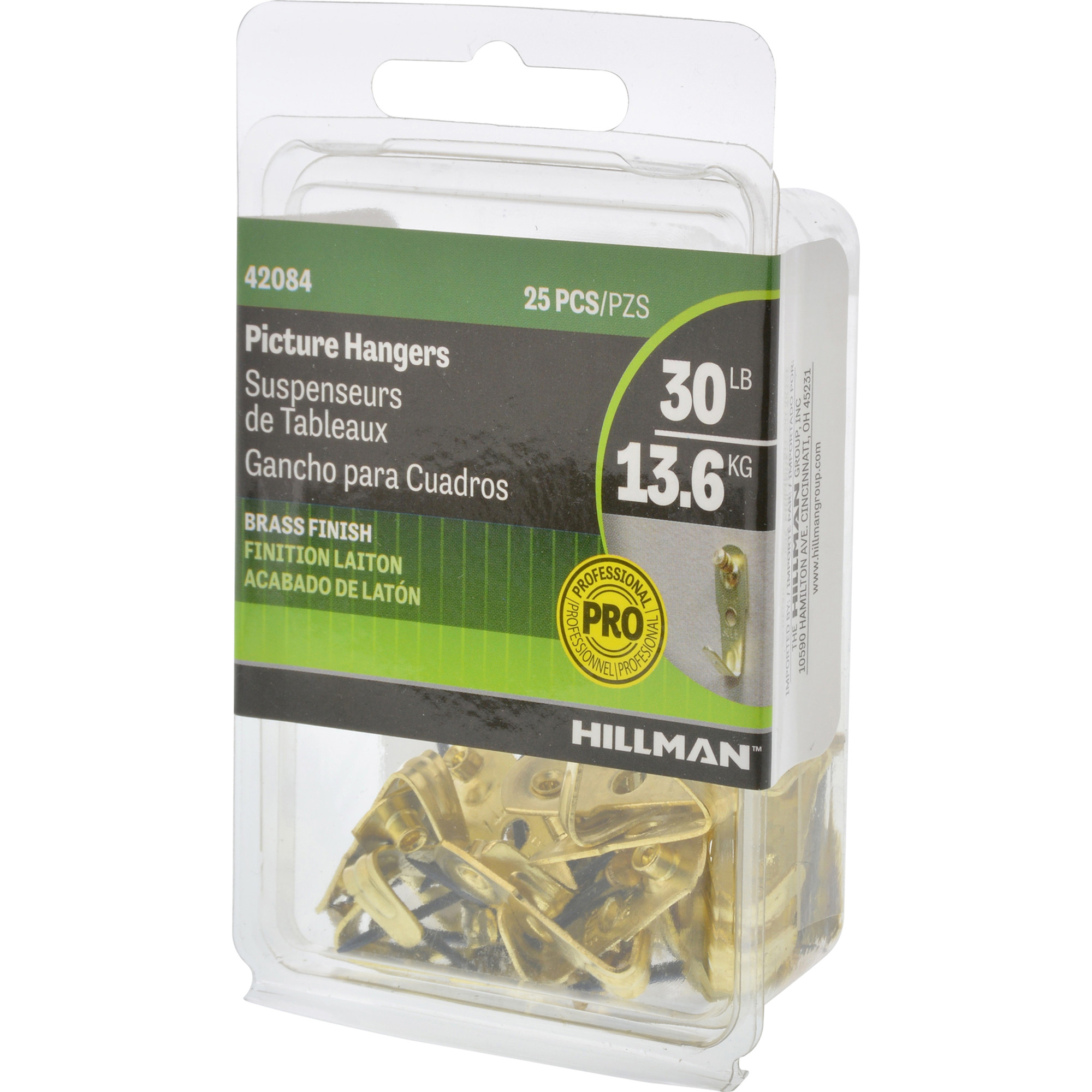 Hillman Professional Picture Hangers Brass 30lb 25 Pack
