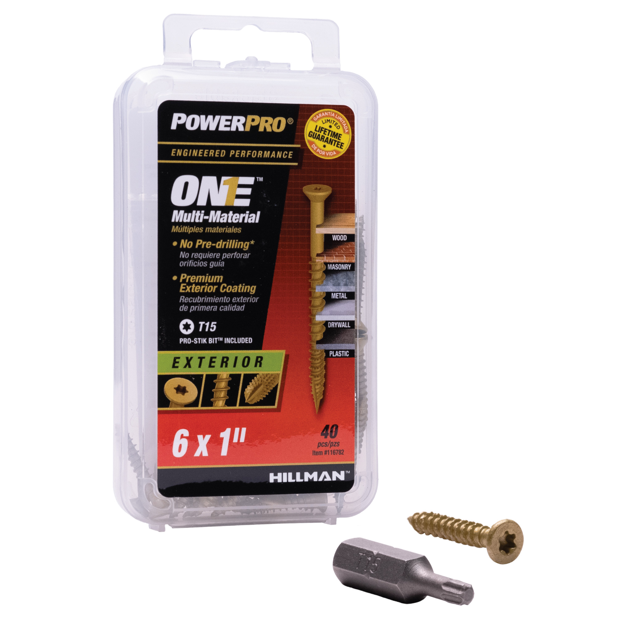 Power Pro ONE Flat Exterior Bronze Multi-Material Screws (#6 x 1 in.) - 40pc