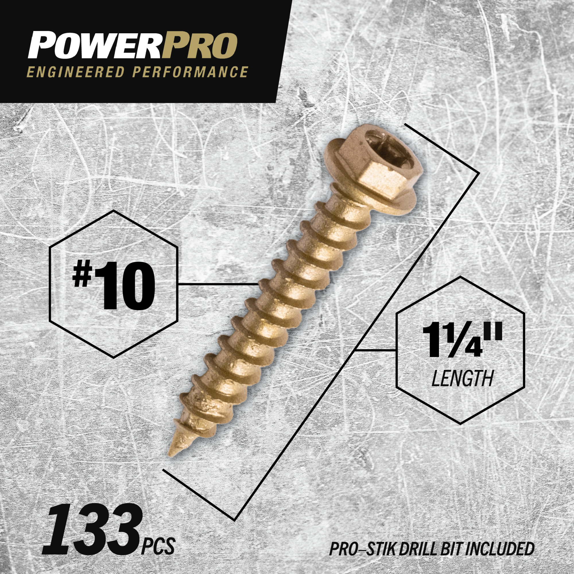 Power Pro ONE Hex Exterior Bronze Multi-Material Screws (#10 x 1-1/4 in.) - 133 pc