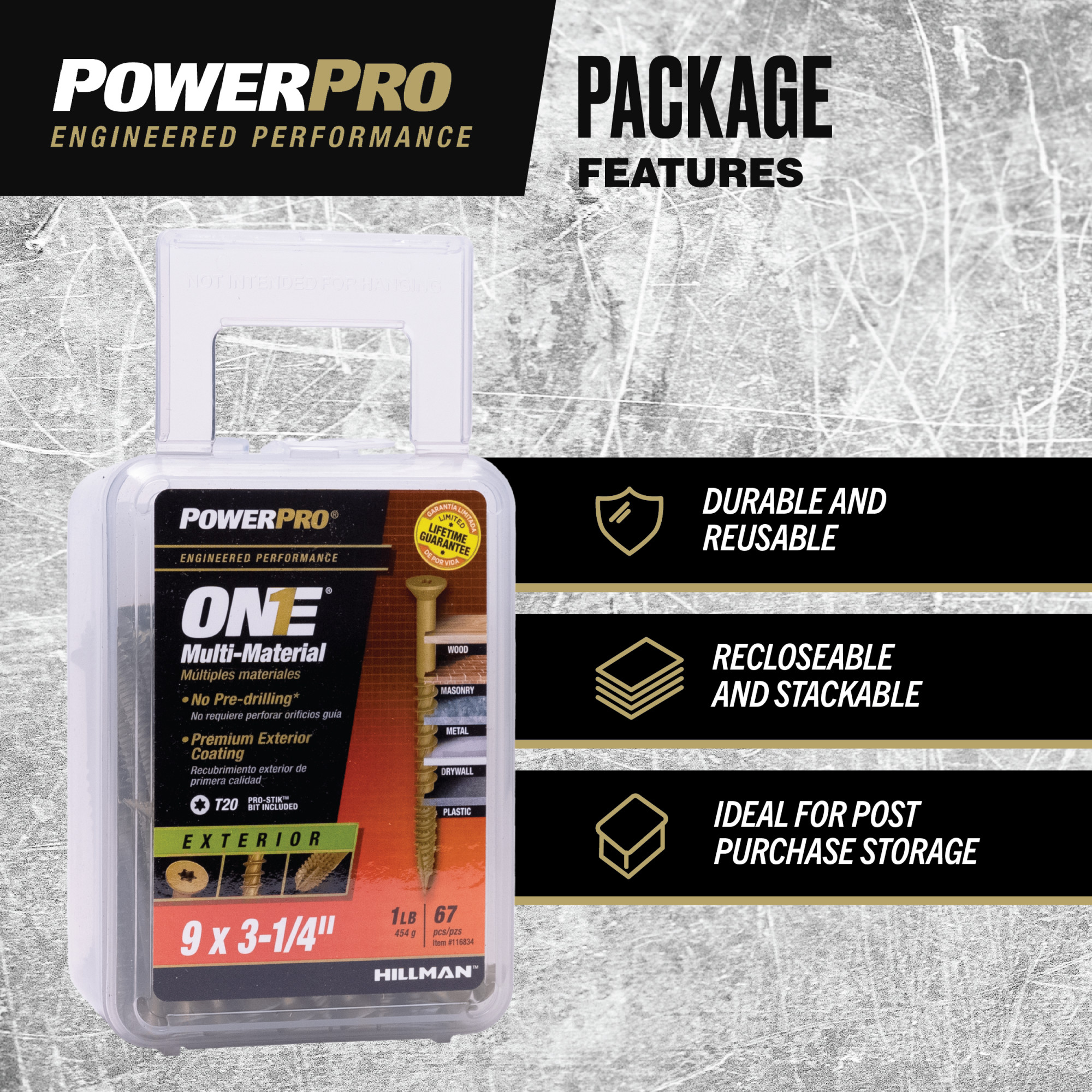 Power Pro ONE Flat Exterior Bronze Multi-Material Screws (#9 x 3-1/4 in.) - 67 pc