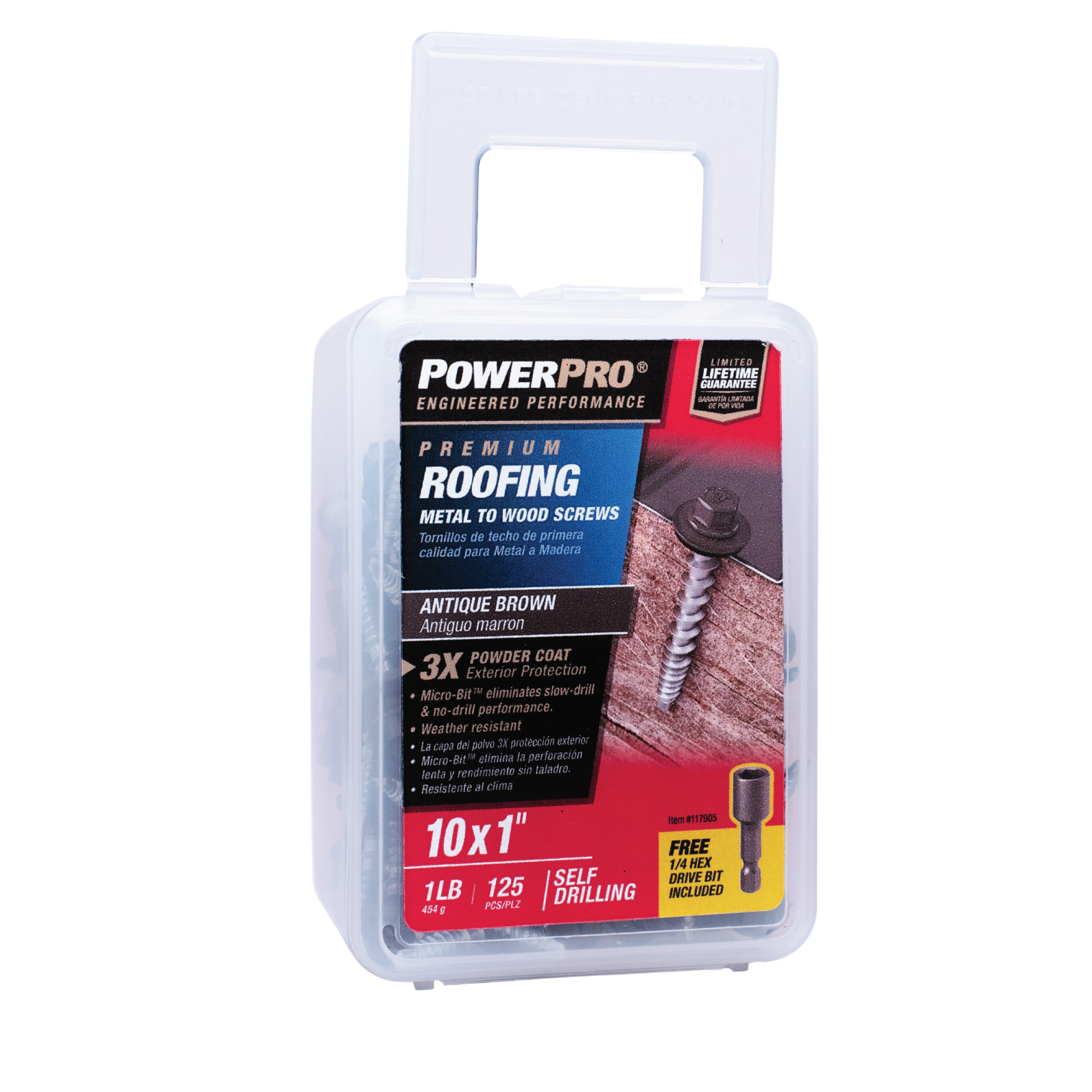 Power Pro Bronze Metal Self Drilling Roofing Screws (#10 x 1 in.) - 125 pc