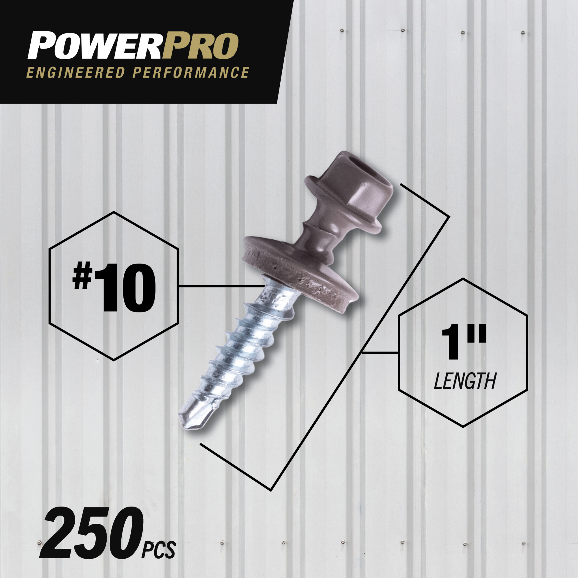Power Pro Black Self Drilling Metal-to-Wood Roofing Screws (#10 x 1 in.) - 250 pc