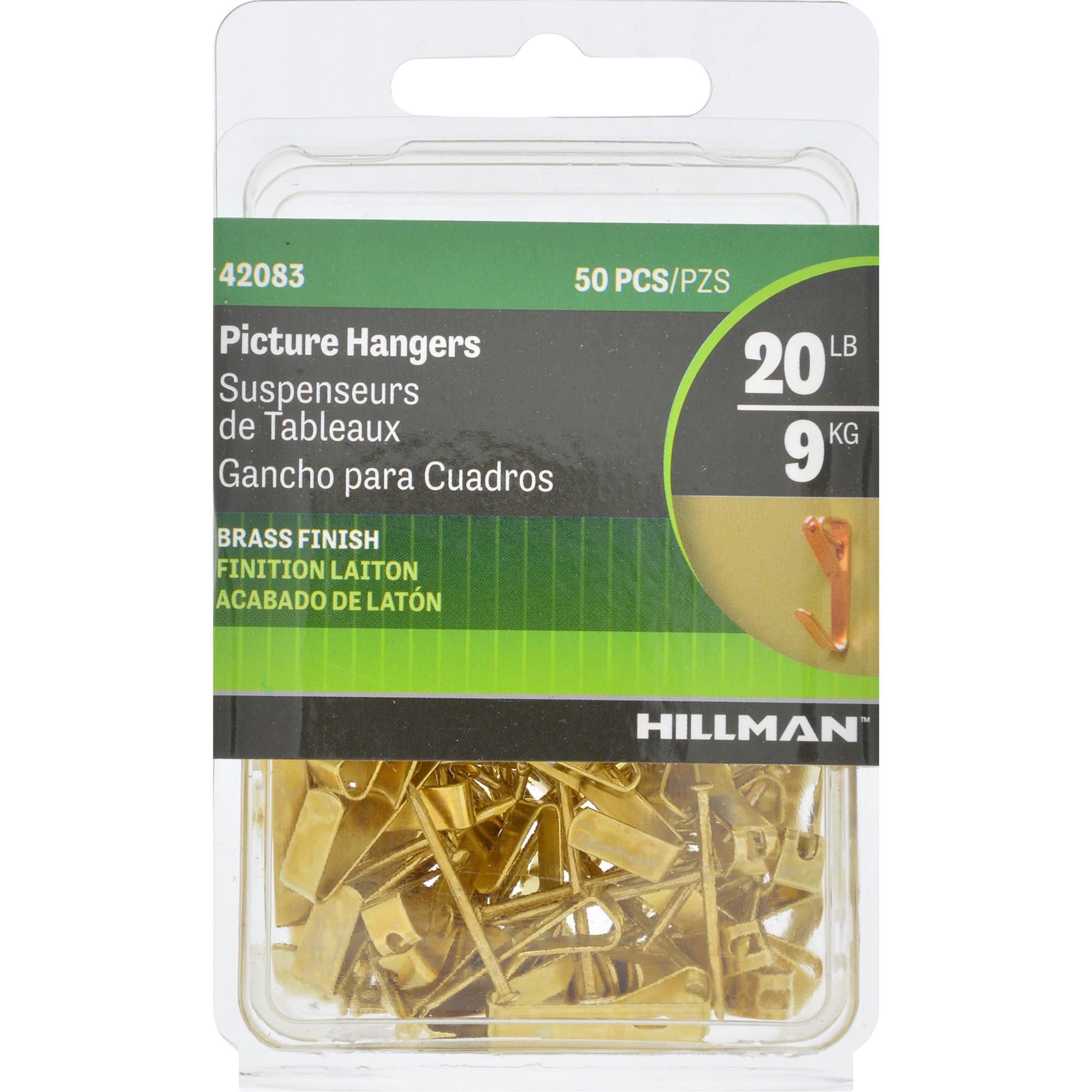Hillman Conventional Picture Hangers Brass 20lb 50 Pack