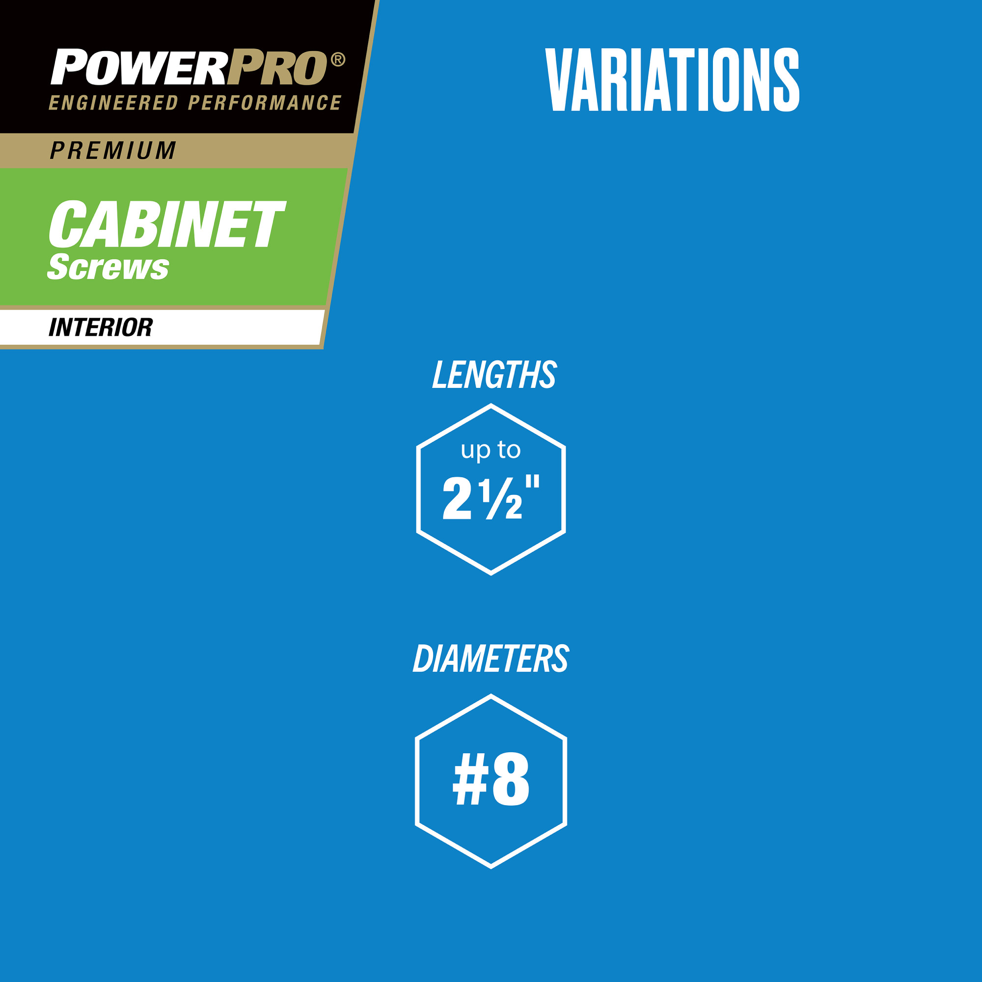 Power Pro� Premium Interior Cabinet Screws (#8 x 1-3/4 in.) - 50pc