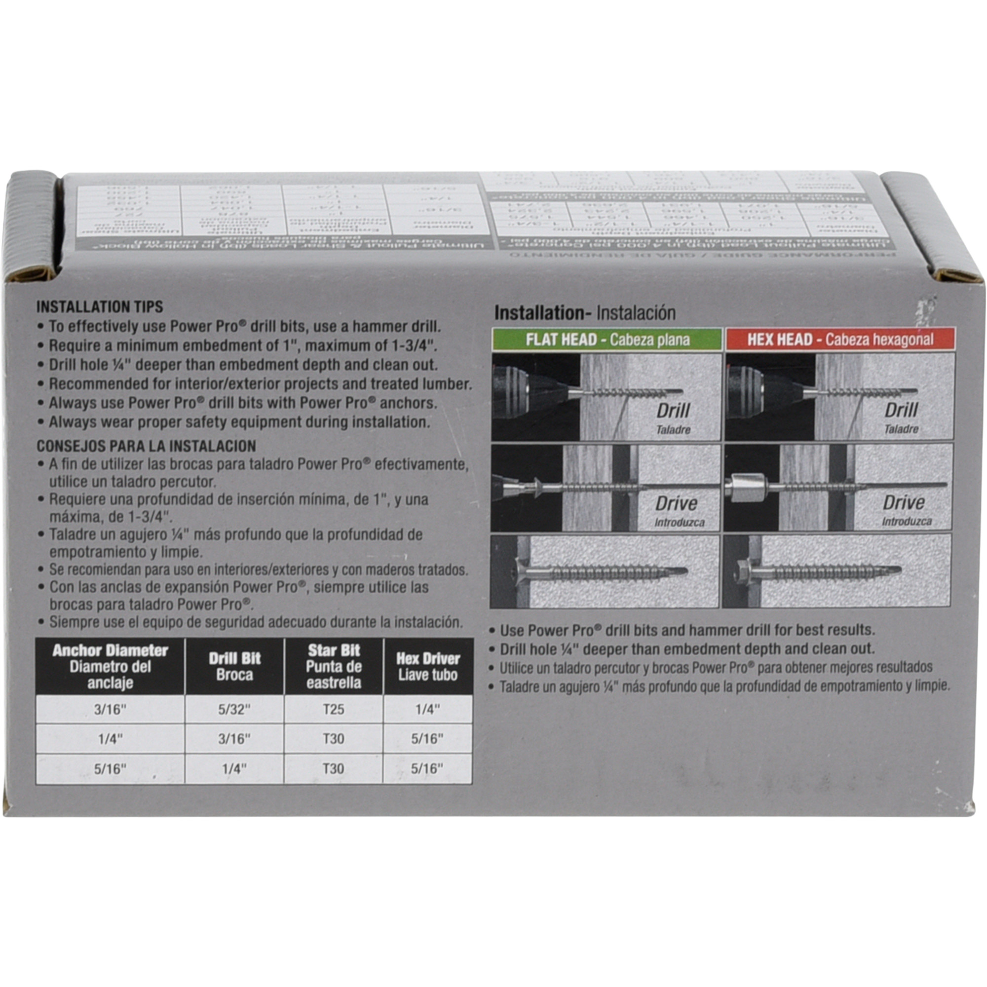 Power Pro Black Hex Washer-Head Concrete Screw Anchor (3/16 in. x 2-1/4 in.) - 100 pc