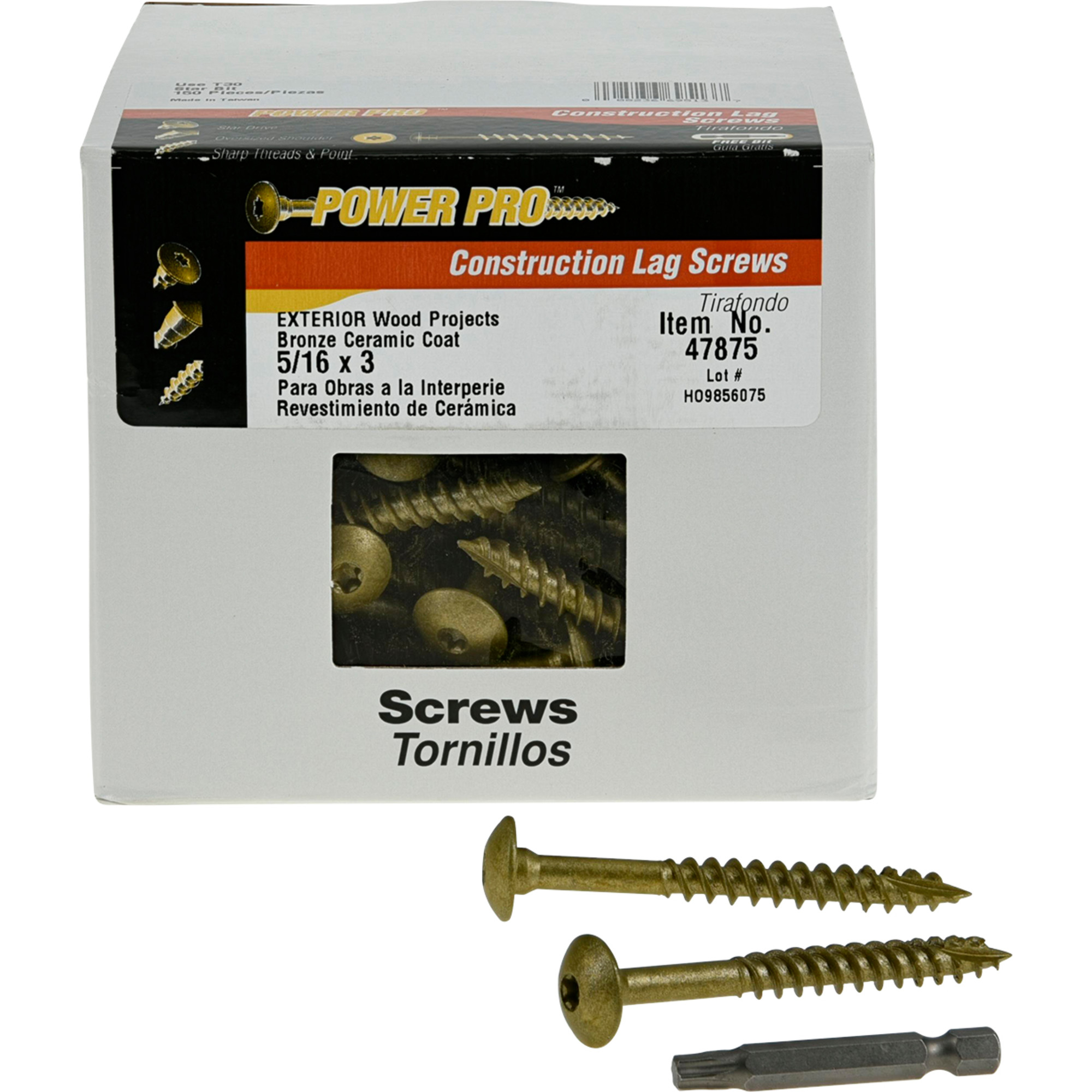 Power Pro Bronze Star Drive Construction Lag Screws (5/16 in.x 3 in.) - 150 pc