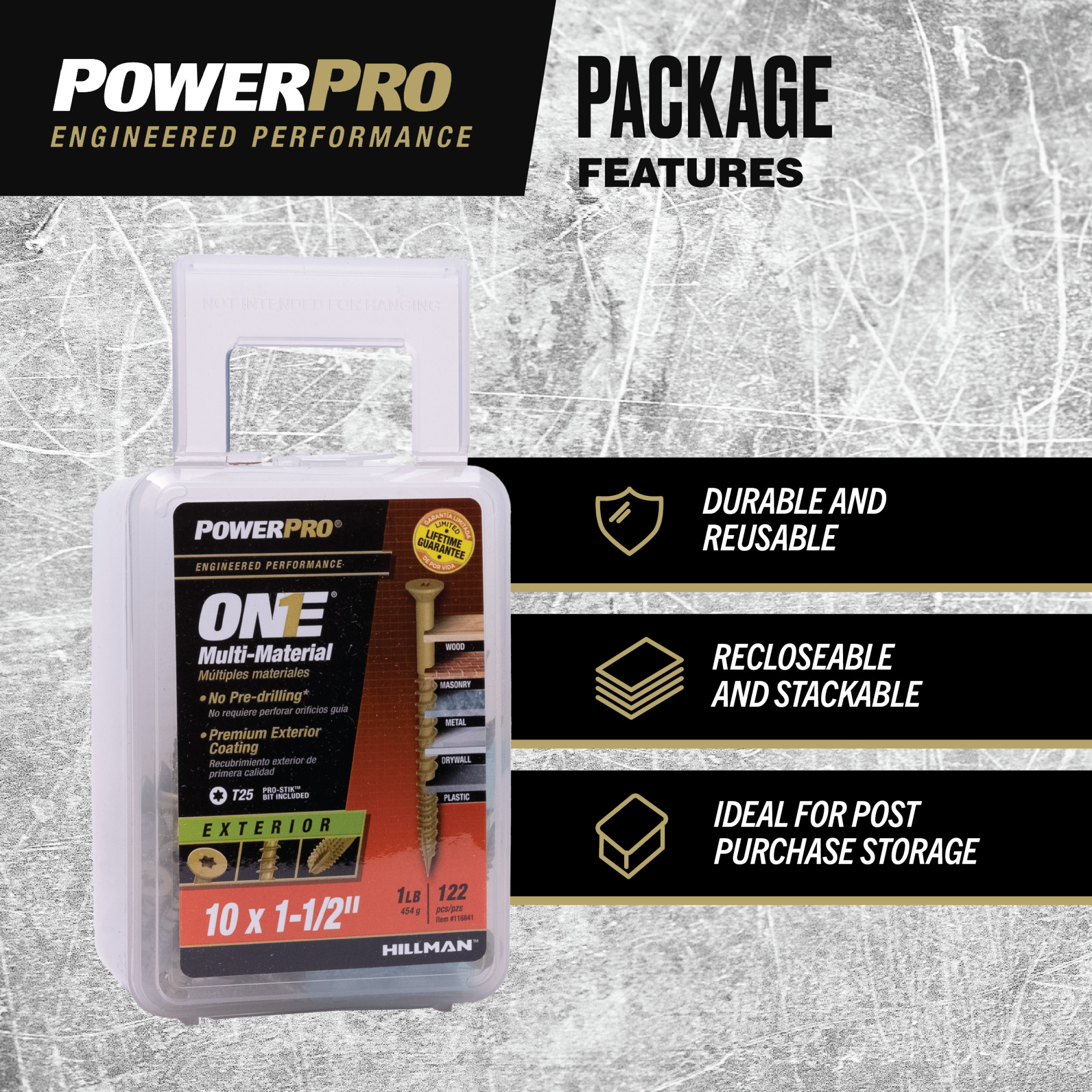 Power Pro ONE Flat Exterior Bronze Multi-Material Screws (#10 x 1-1/2 in.) - 122 pc