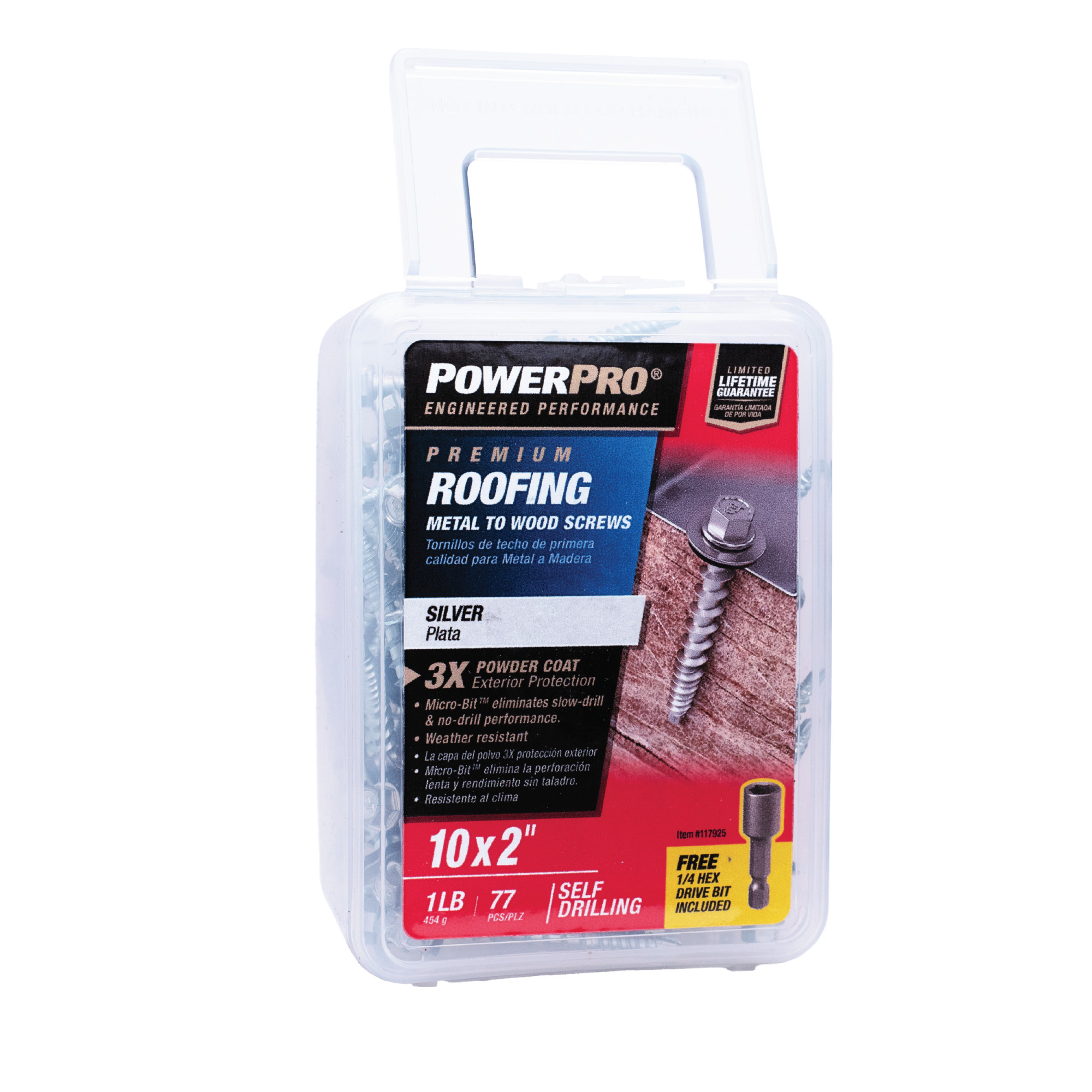 Power Pro Silver Self Drilling Metal-to-Wood Roofing Screws (#10 x 2 in.) - 77 pc
