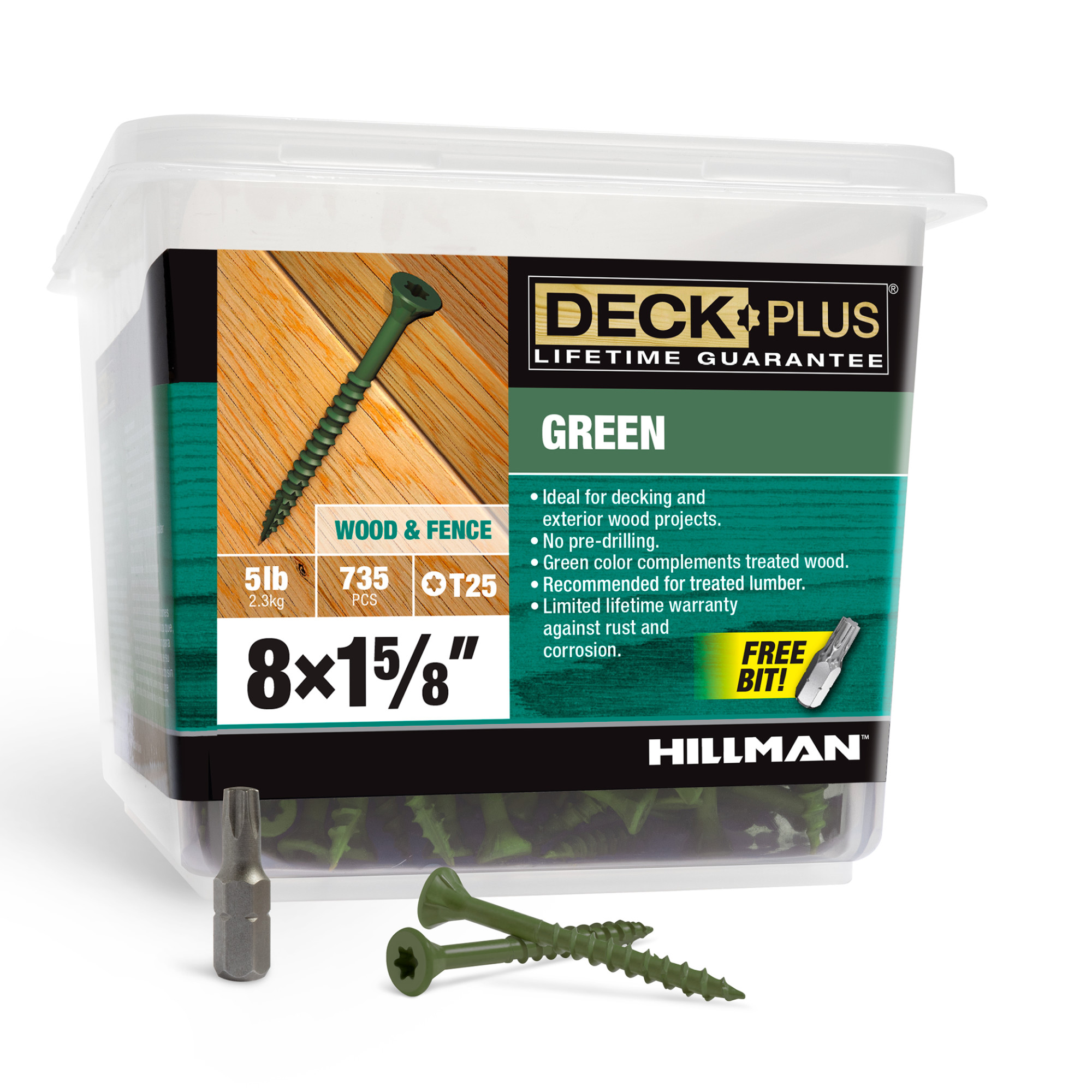 Deck Plus Green Deck Screws (#8 x 1-5/8 in.)