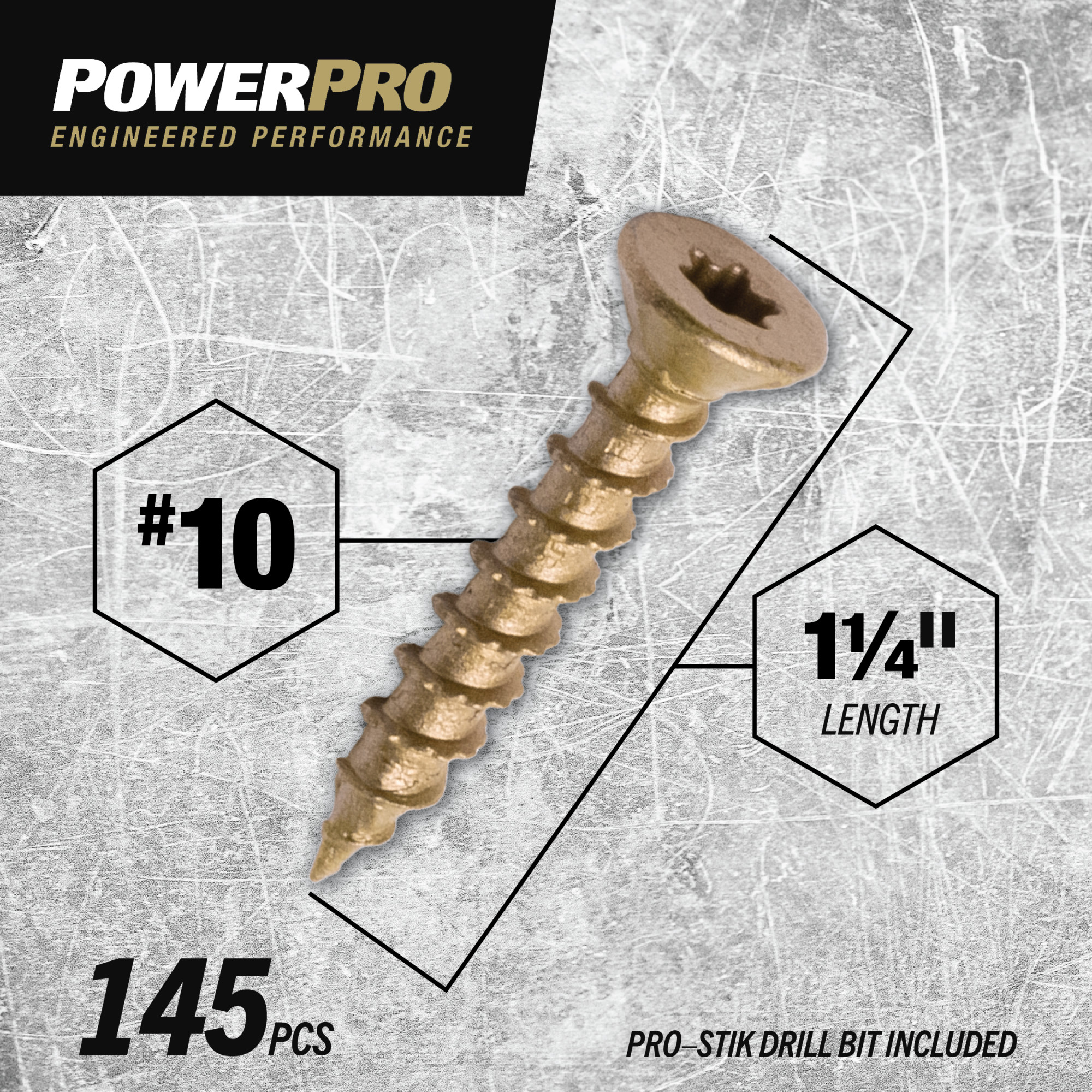 Power Pro ONE Flat Exterior Bronze Multi-Material Screws (#10 x 1-1/4 in.) - 145 pc