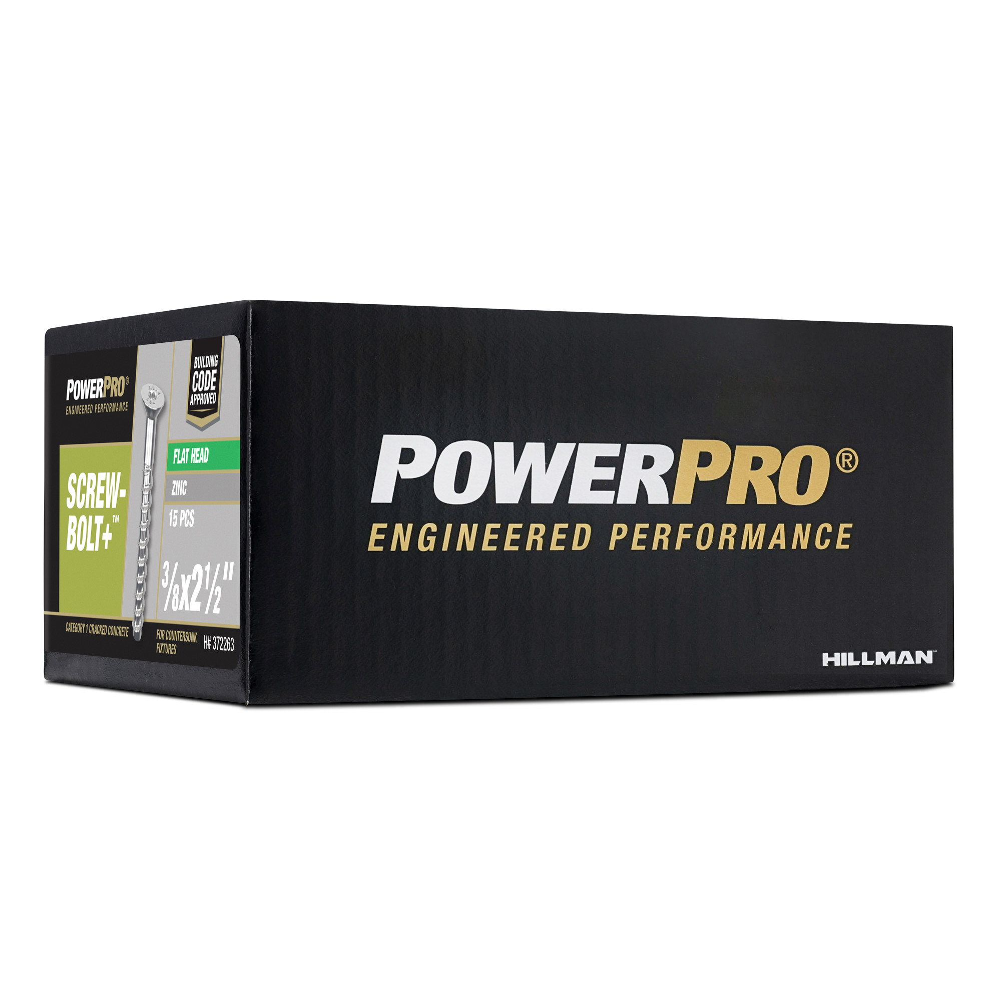 Power Pro Zinc Flat Head Screw-Bolt+ Anchors (3/8 in. x 2-1/2 in.) - 15 pc